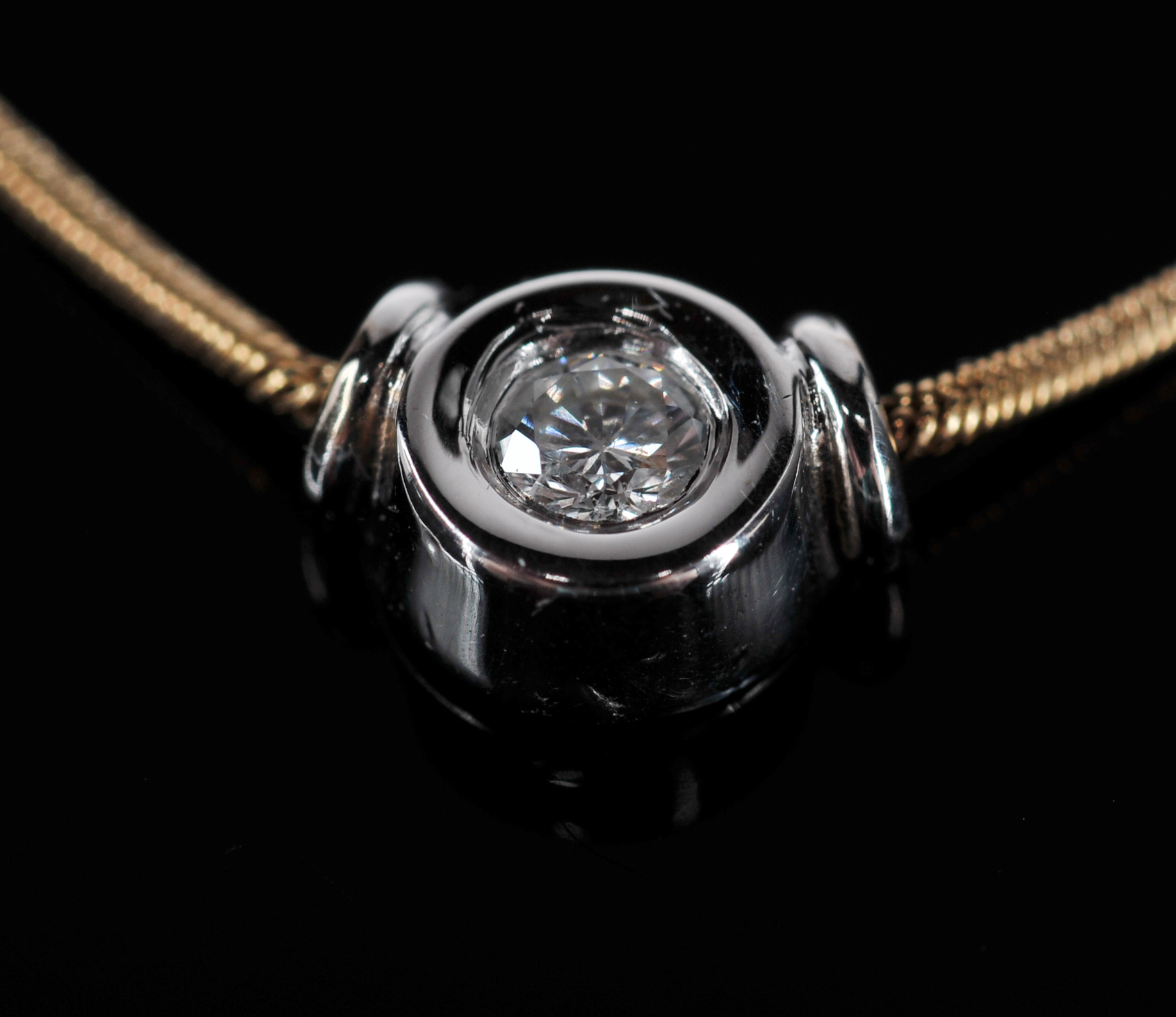 Lady's 14 K Two Tone Gold And Diamond 16" Necklace