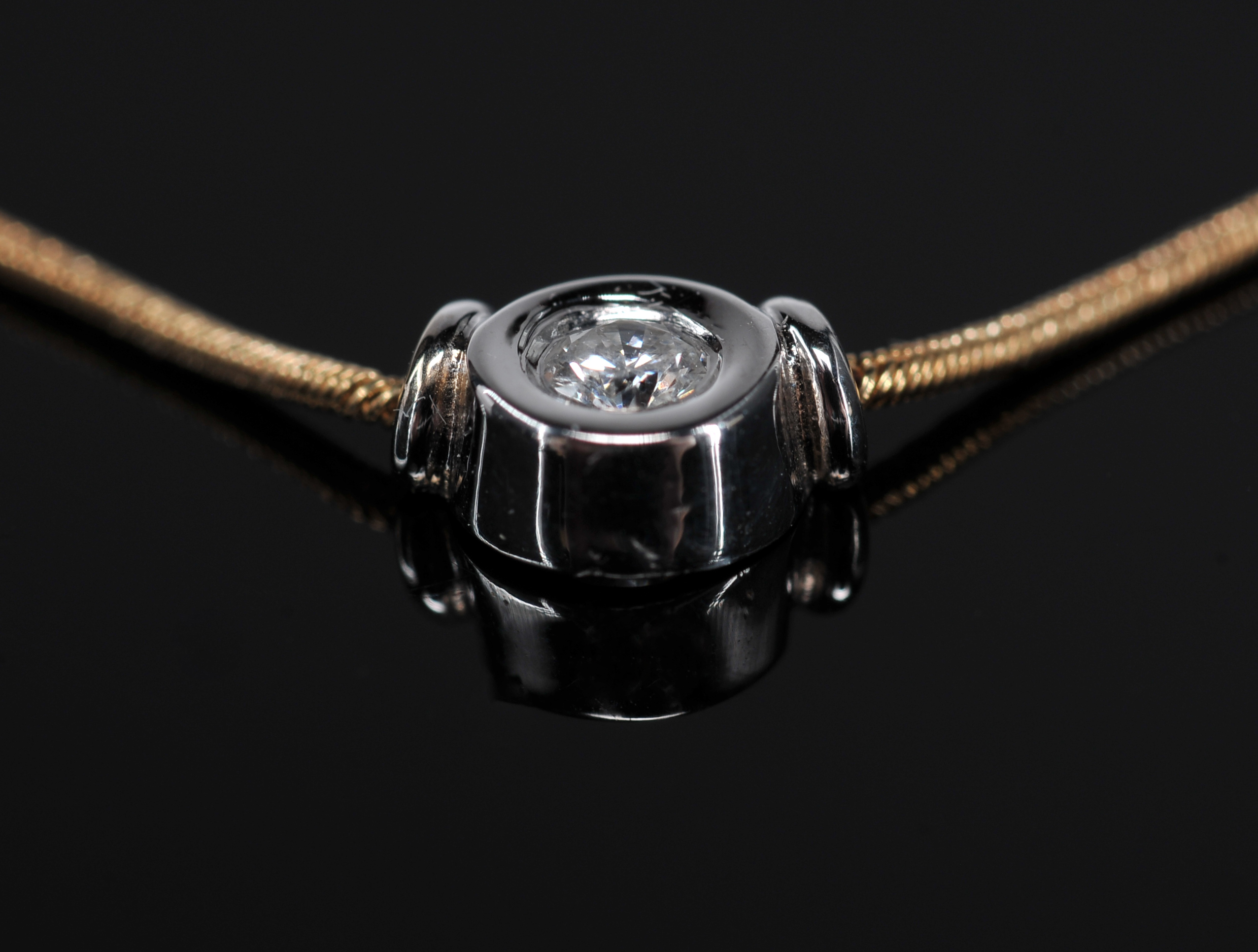 Lady's 14 K Two Tone Gold And Diamond 16" Necklace