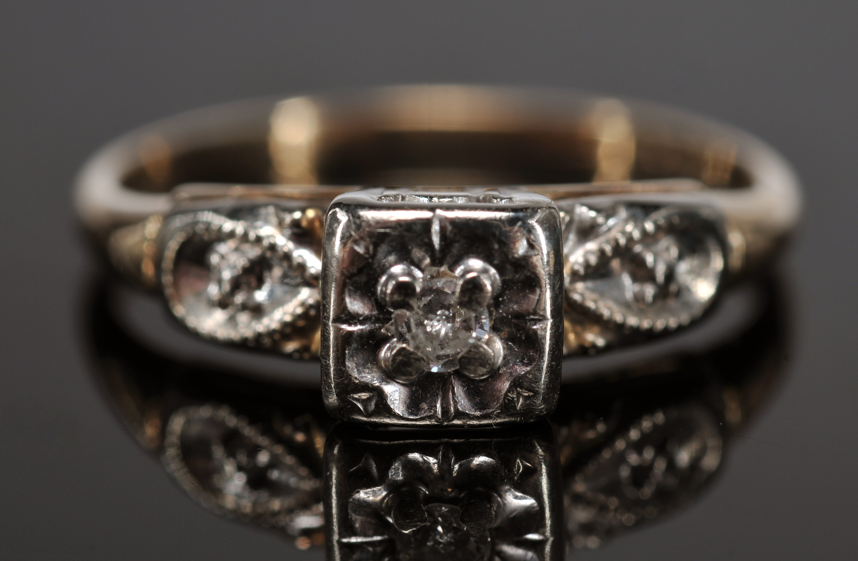 14 K two Tone Gold And Diamond Ring