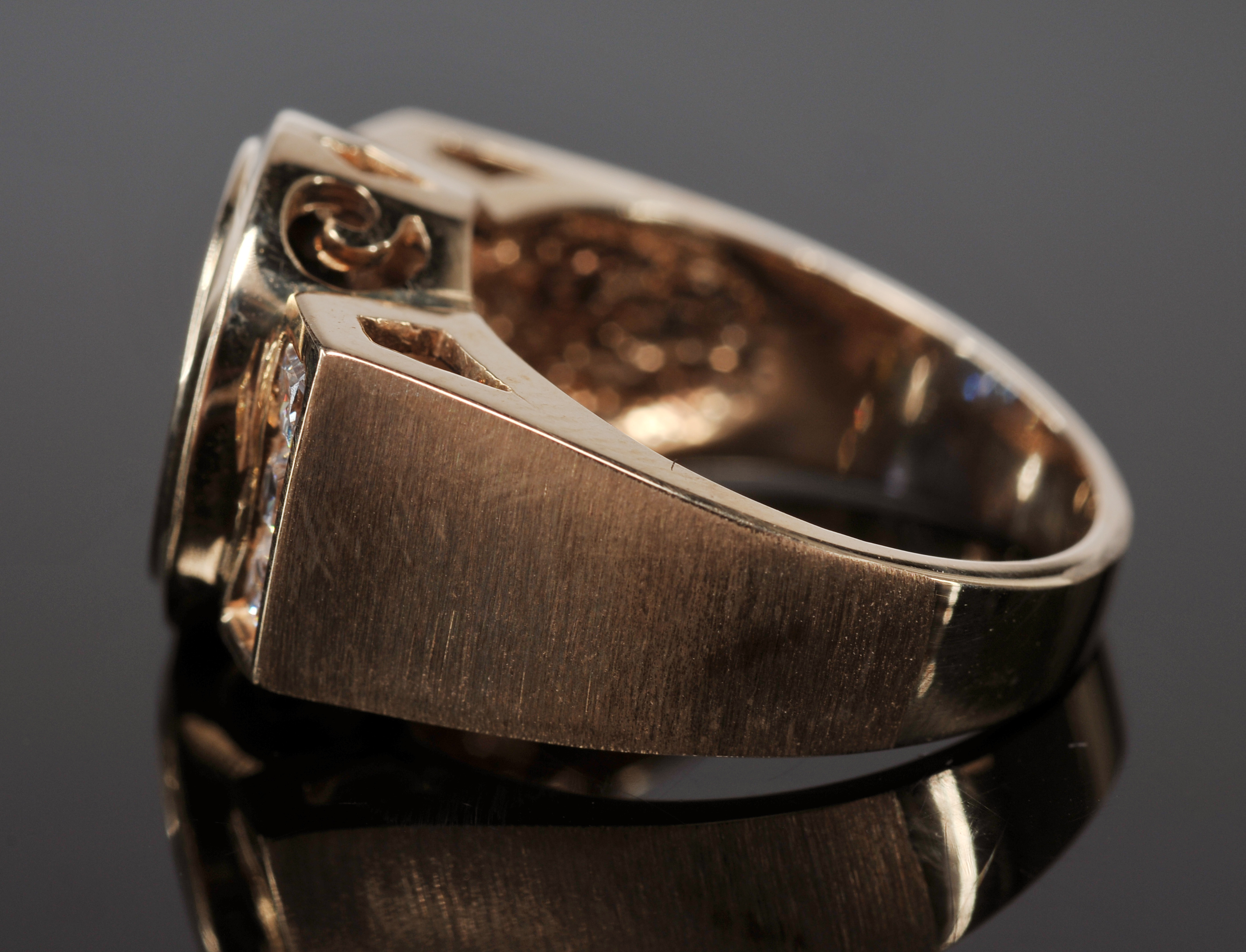 14 K Yellow Gold Ring With Synthetic Clear And Synthetic Blue Stones