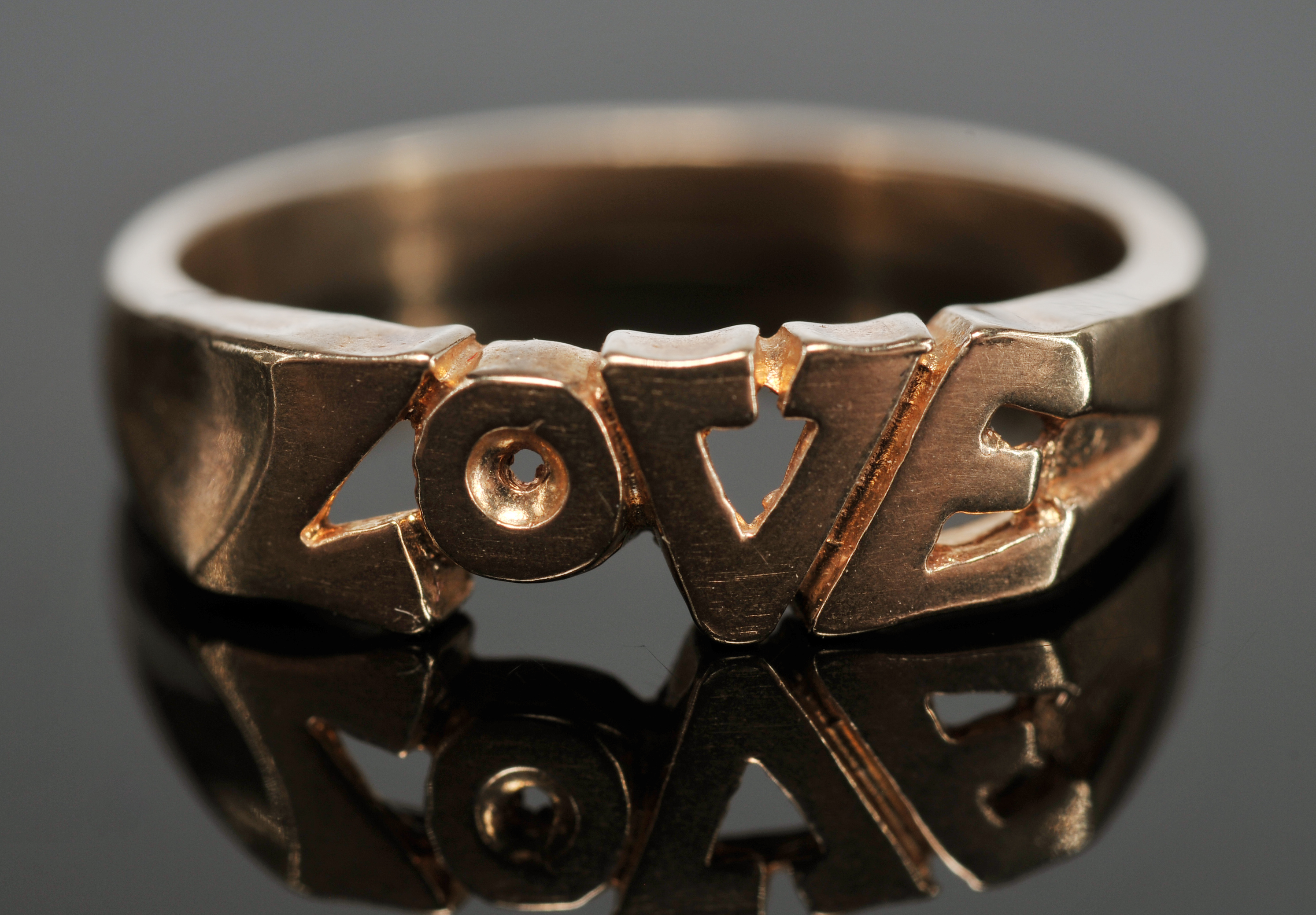 14 K Yellow Gold Custom Made "Love" Ring