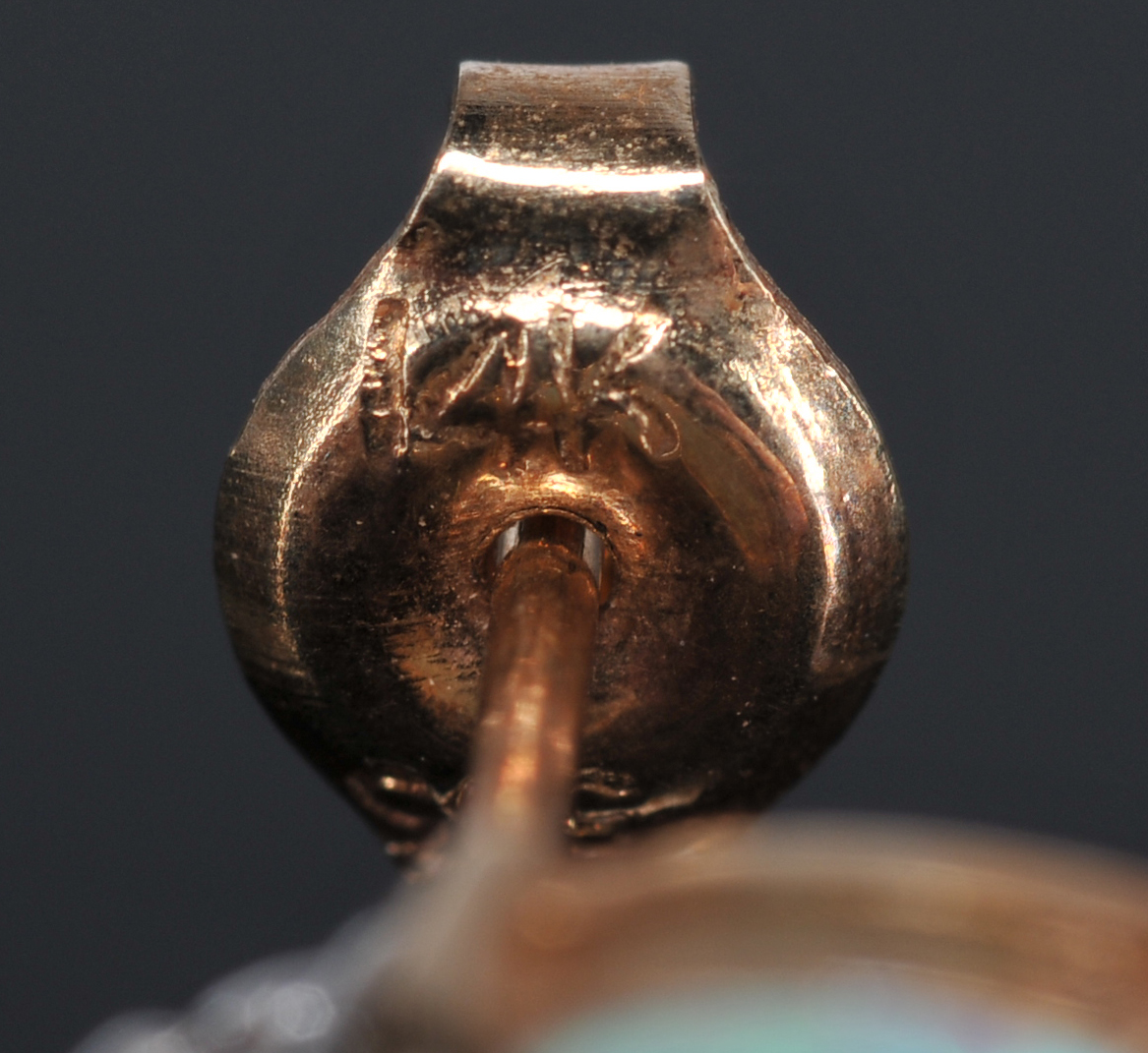 14 K Yellow Gold Opal And Diamond Earrings 