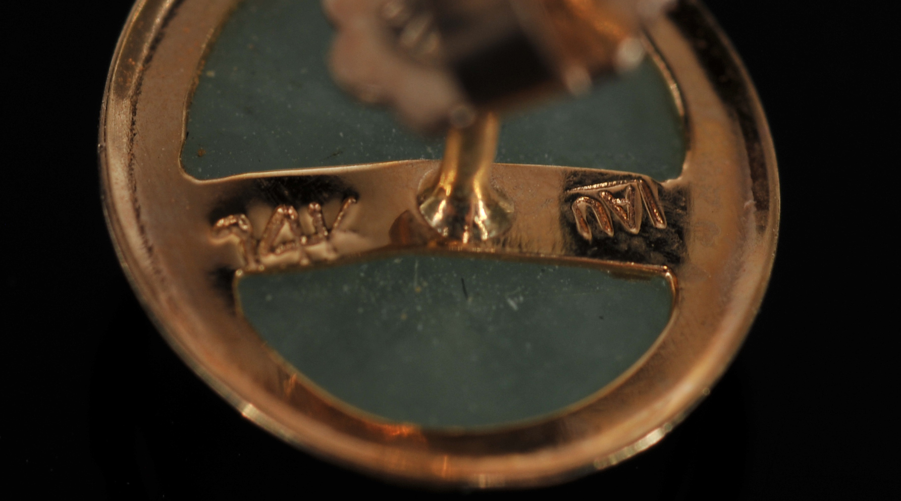  14 K Yellow Gold Jade Earrings 