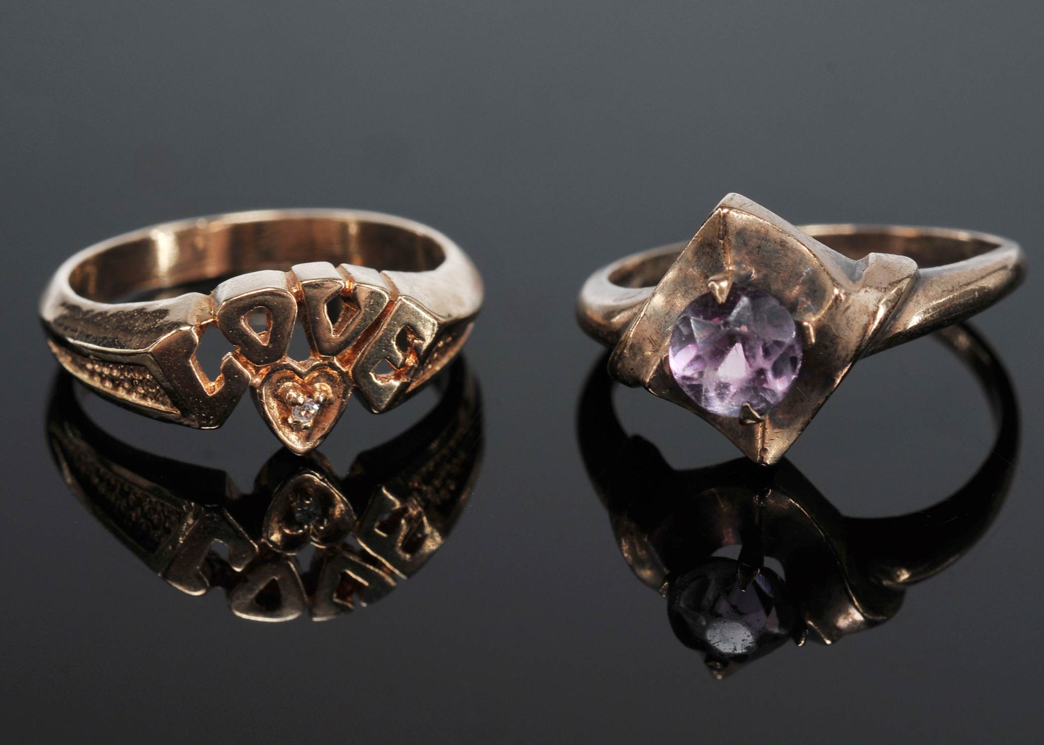 Two 10 & 14 K Yellow Gold Lady's Rings