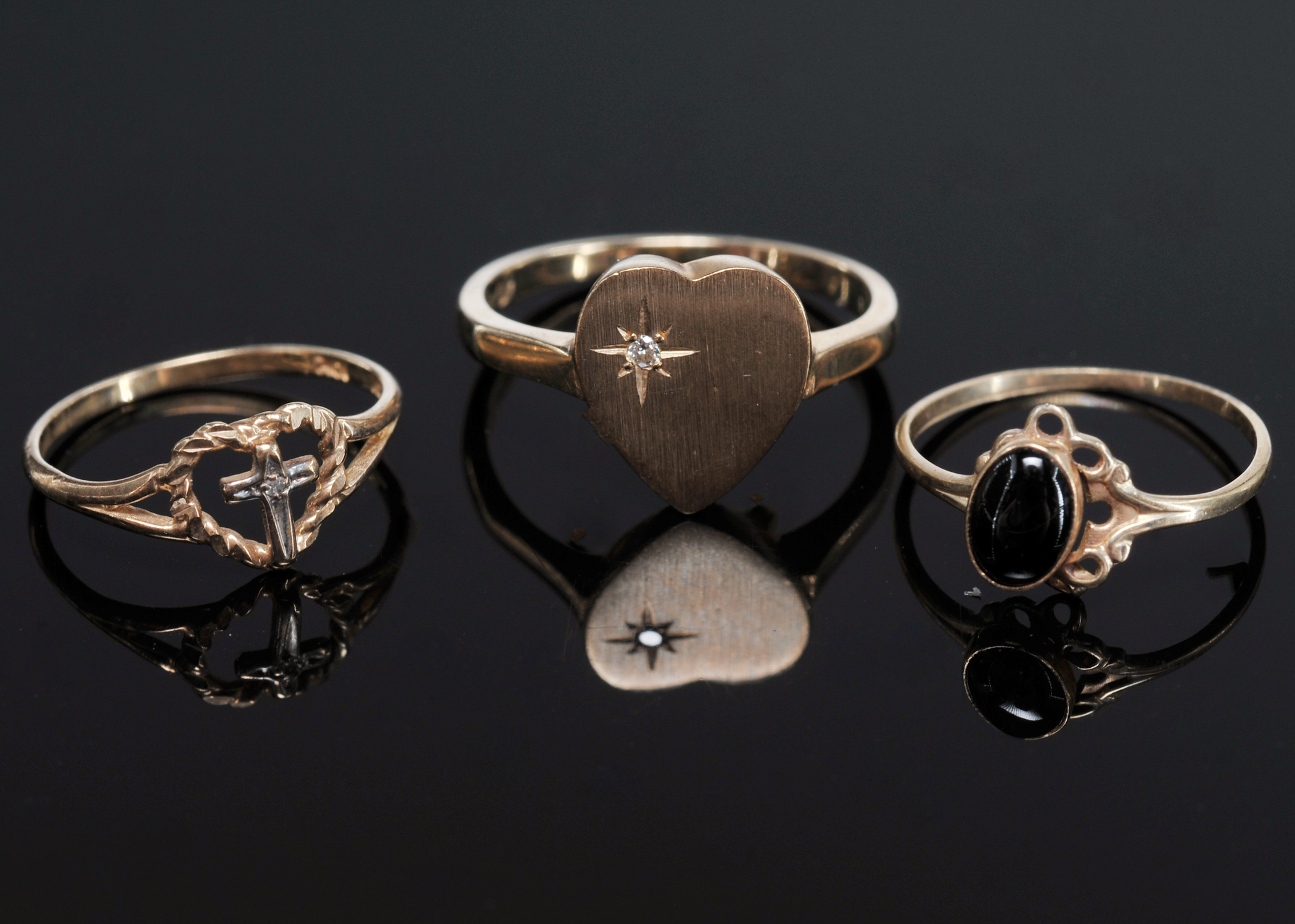 Three Lady's 10 K Yellow Gold Rings