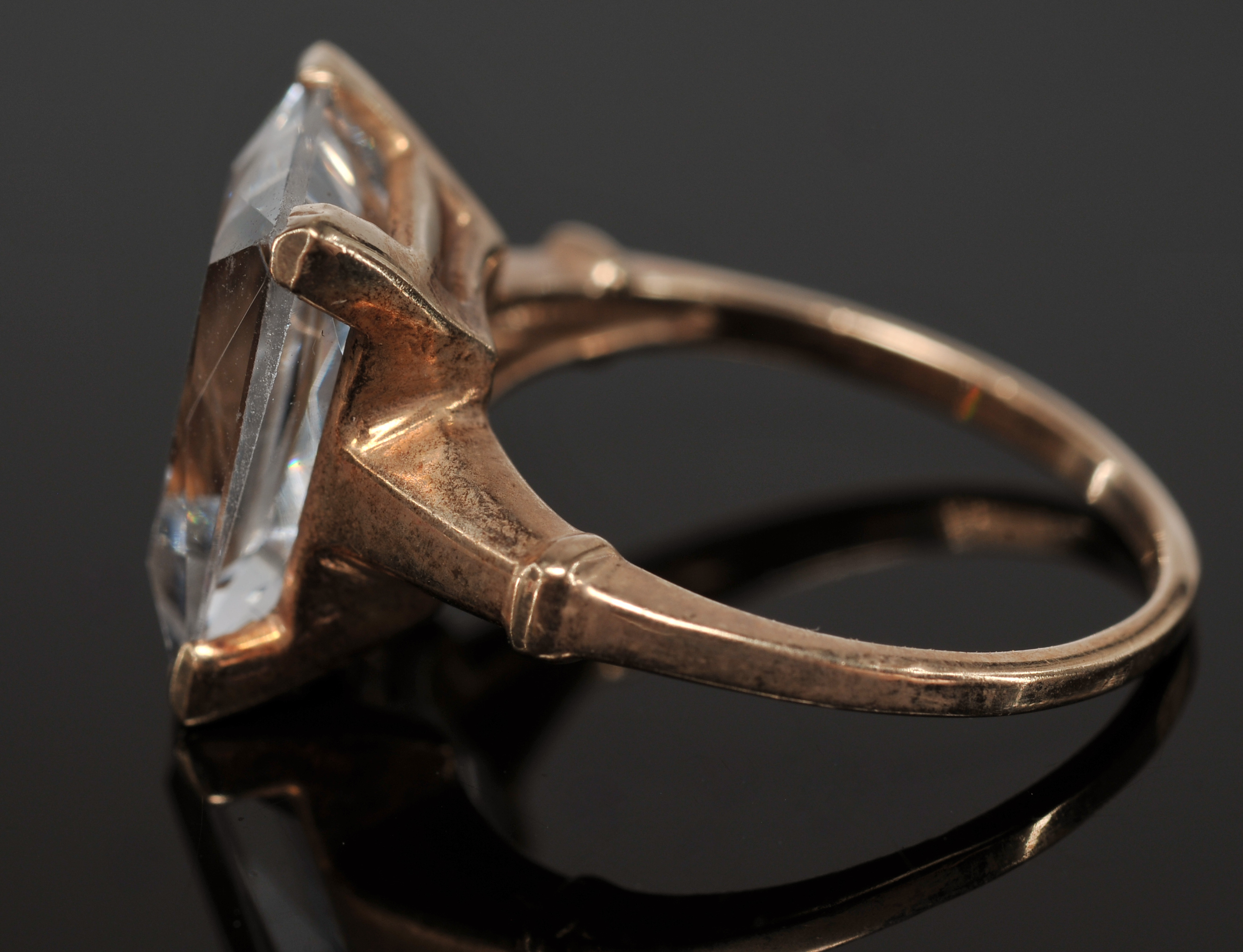 14 K Yellow Gold Ring With Clear Synthetic Spinel