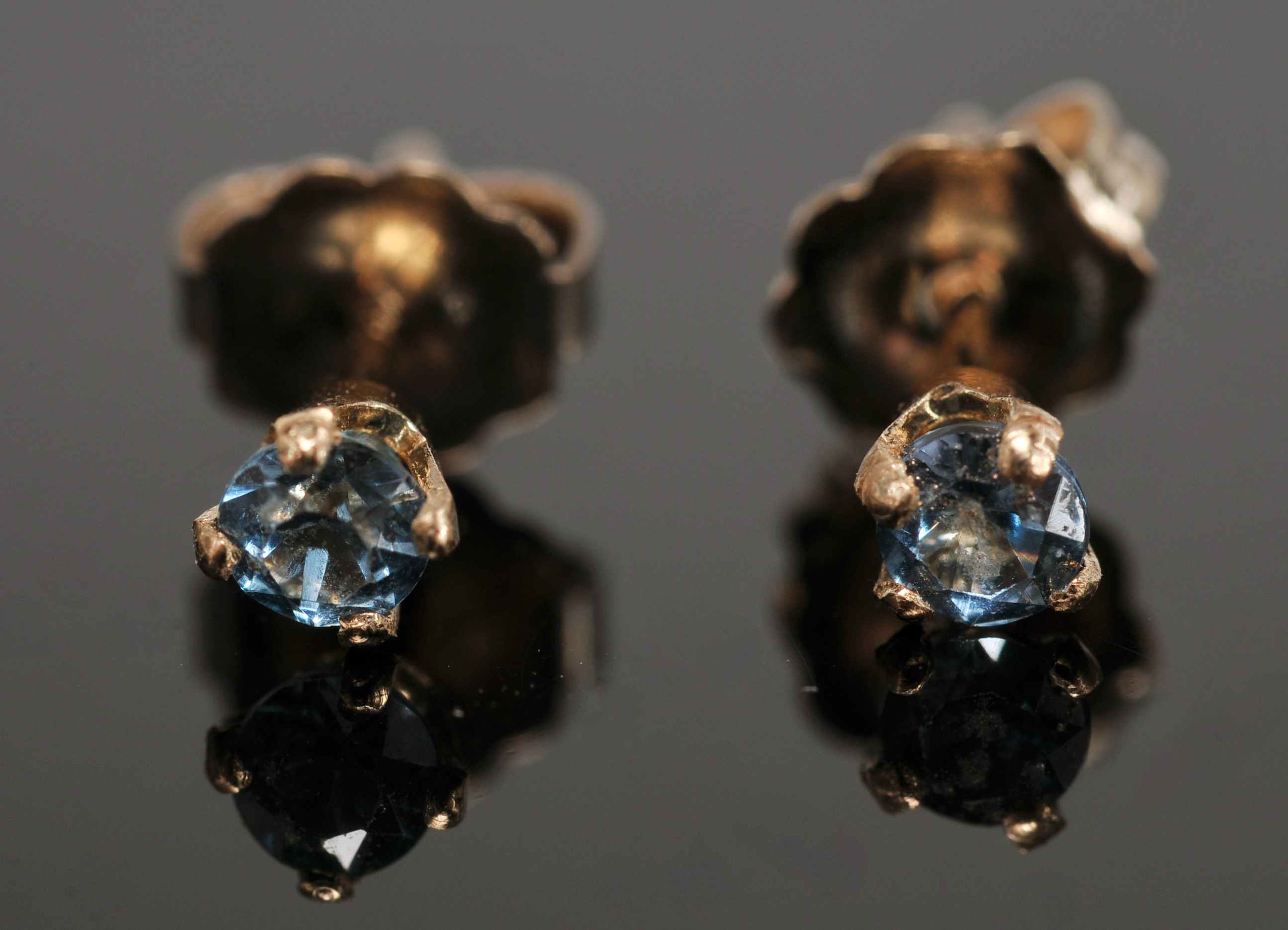 Two pair of Lady's 14 K Yellow Gold Peridot And Blue Topaz Post Earrings 