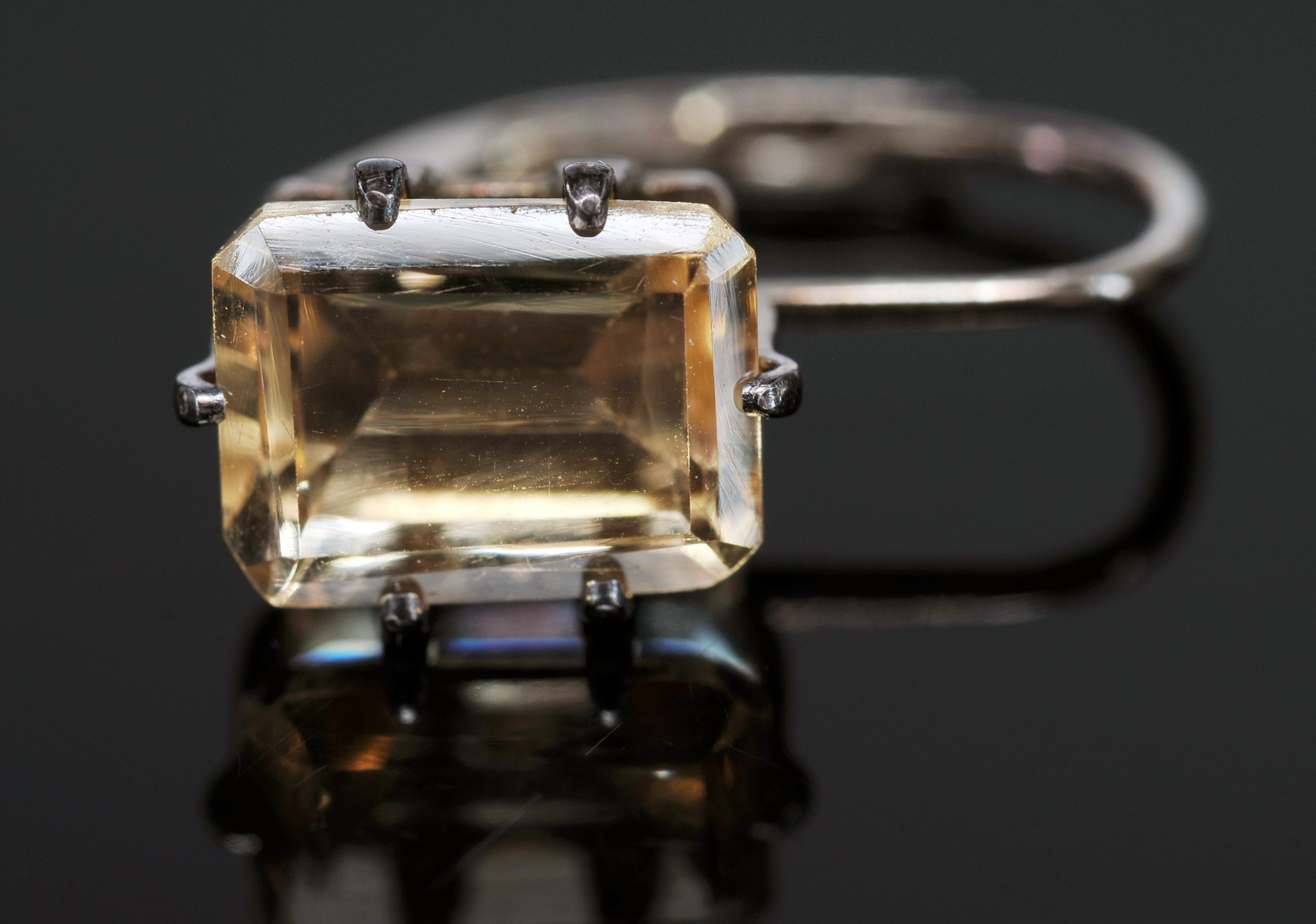 Lady's Sterling Silver Yellow Quartz Pendant Necklace And Earrings