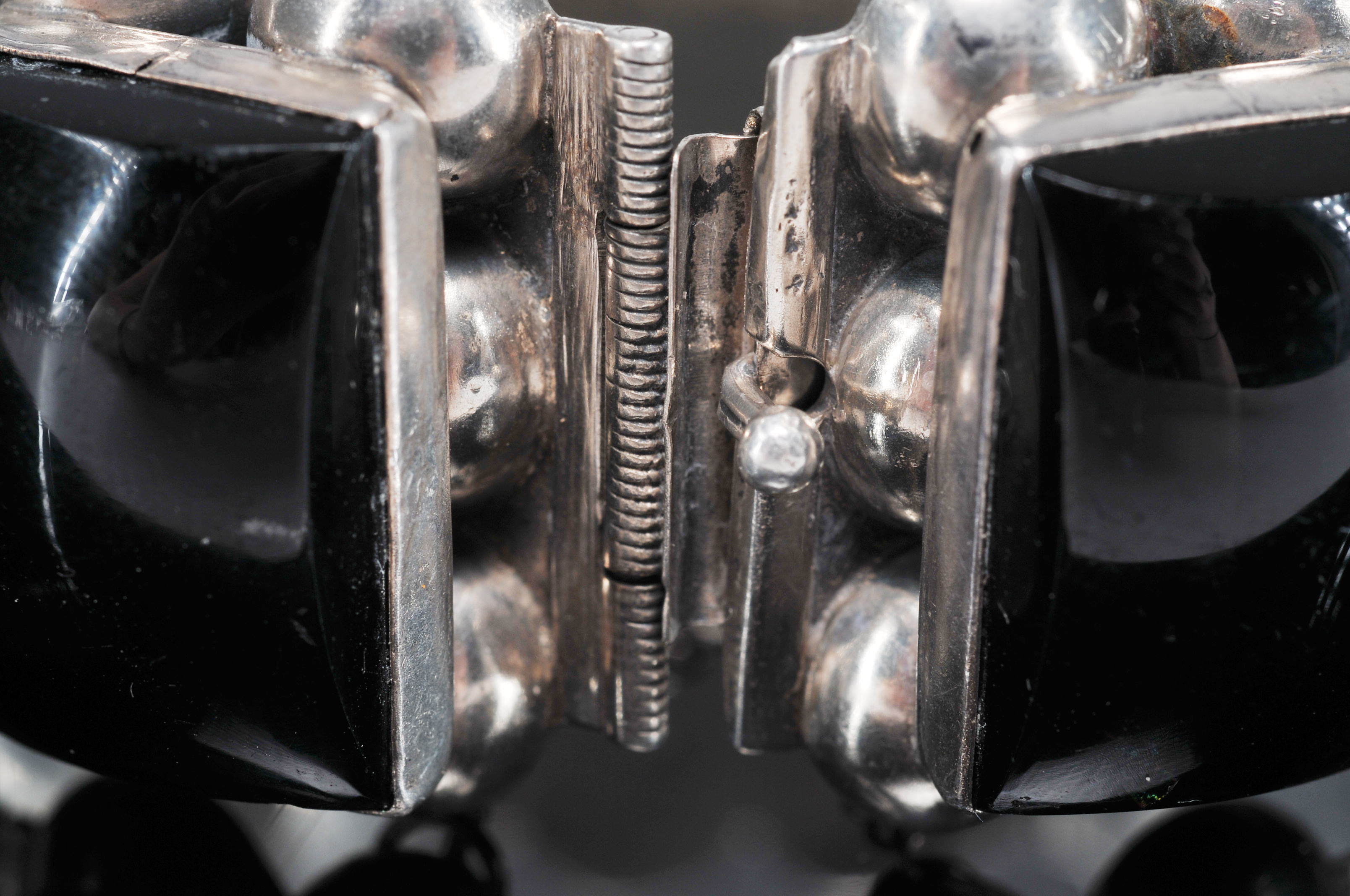 Vintage Mexican silver and black onyx bracelet 