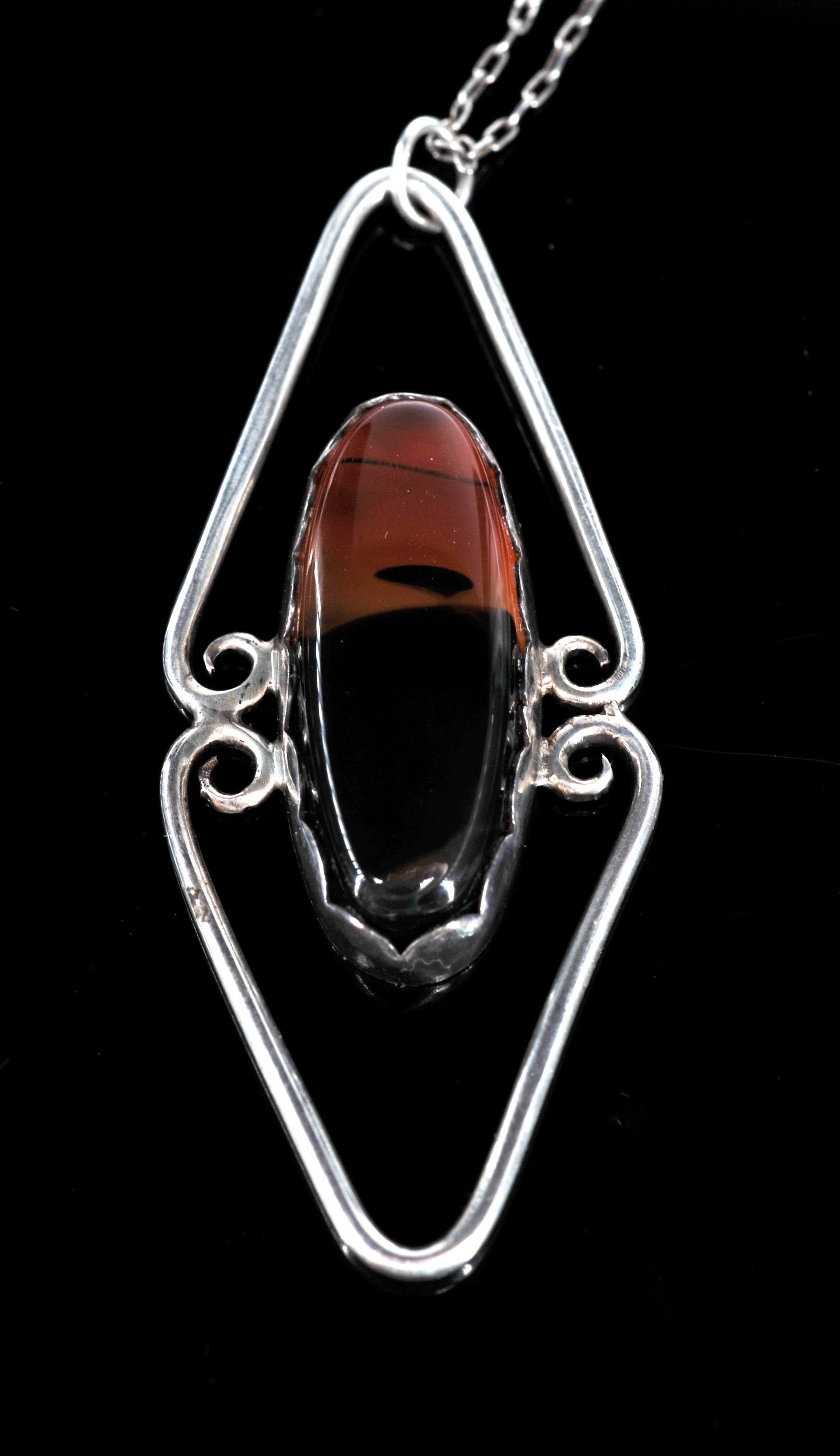 Sterling silver necklace with Jasper natural stone pendant