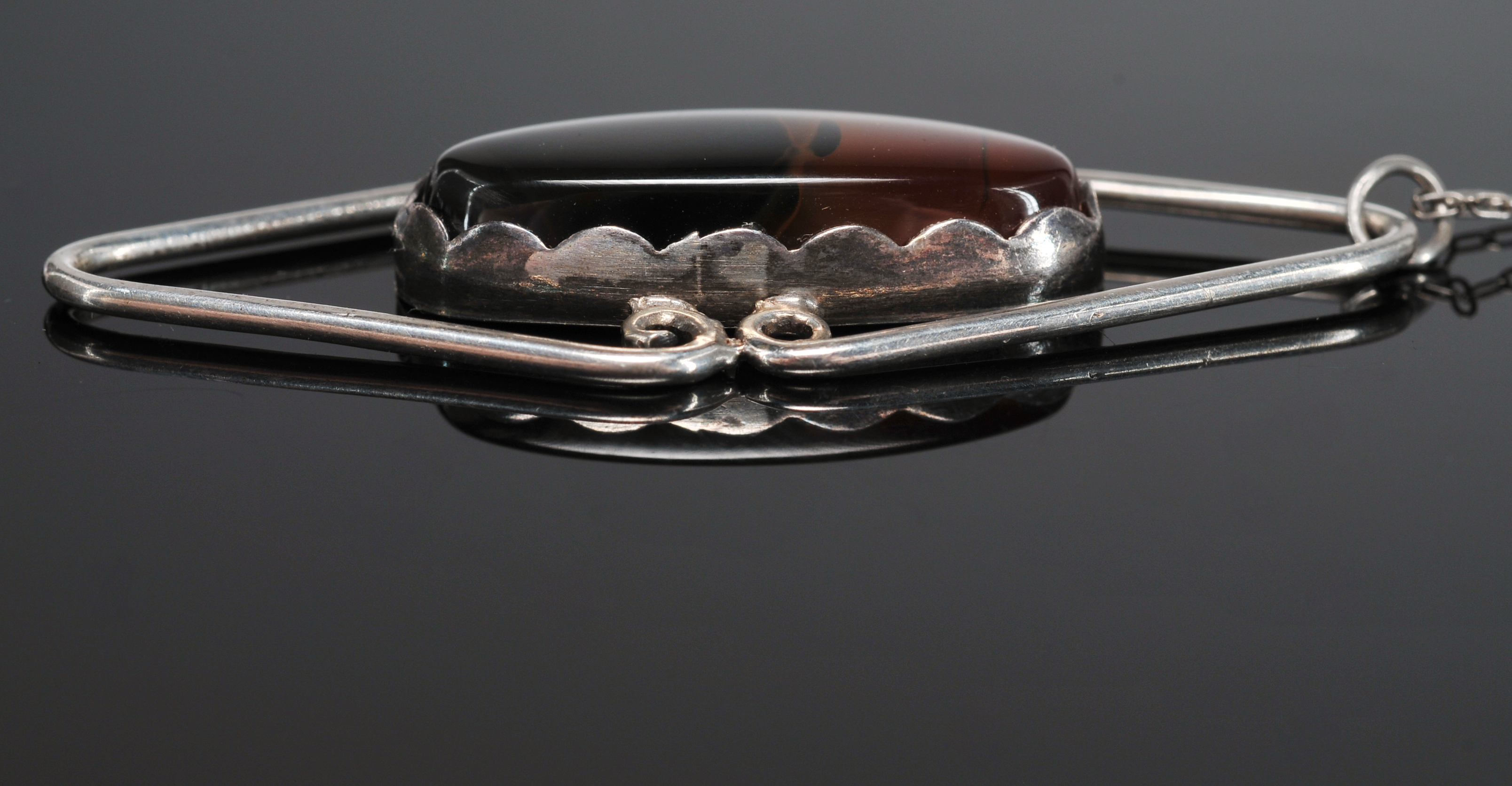 Sterling silver necklace with Jasper natural stone pendant