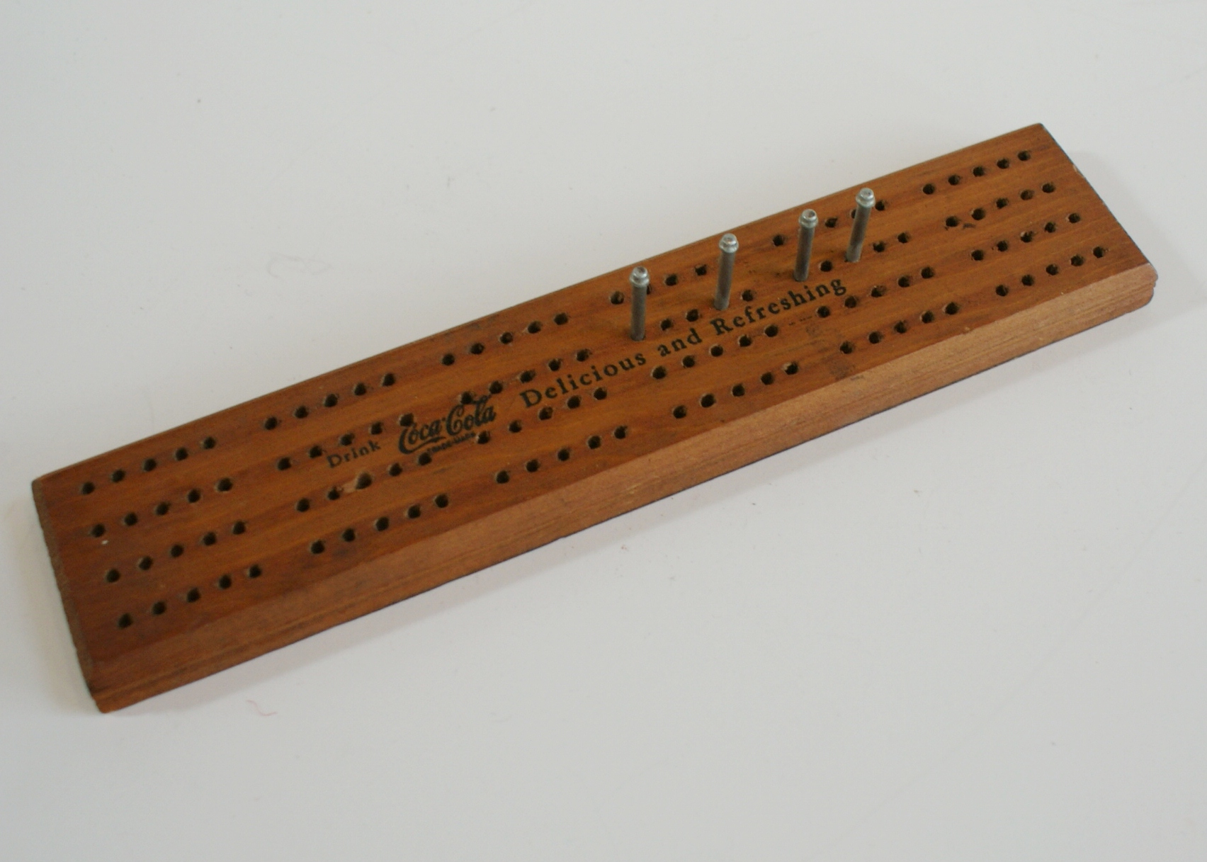 Vintage Wood Coca Cola Cribbage Board