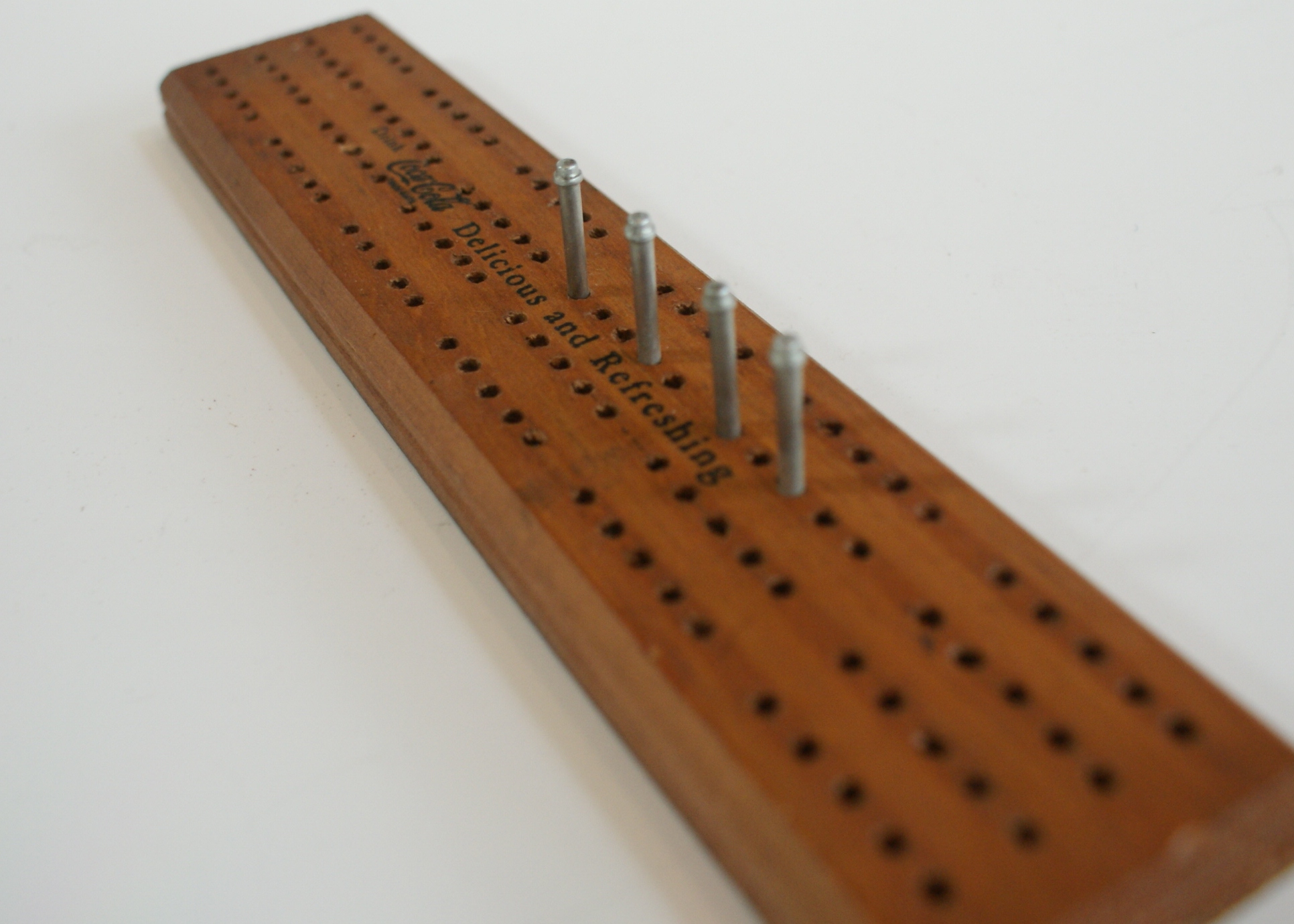 Vintage Wood Coca Cola Cribbage Board