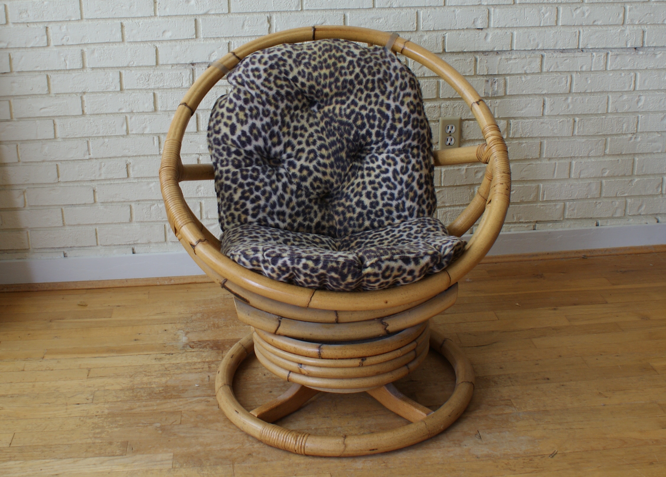 Mid Century Swivel Leopard Print Chair