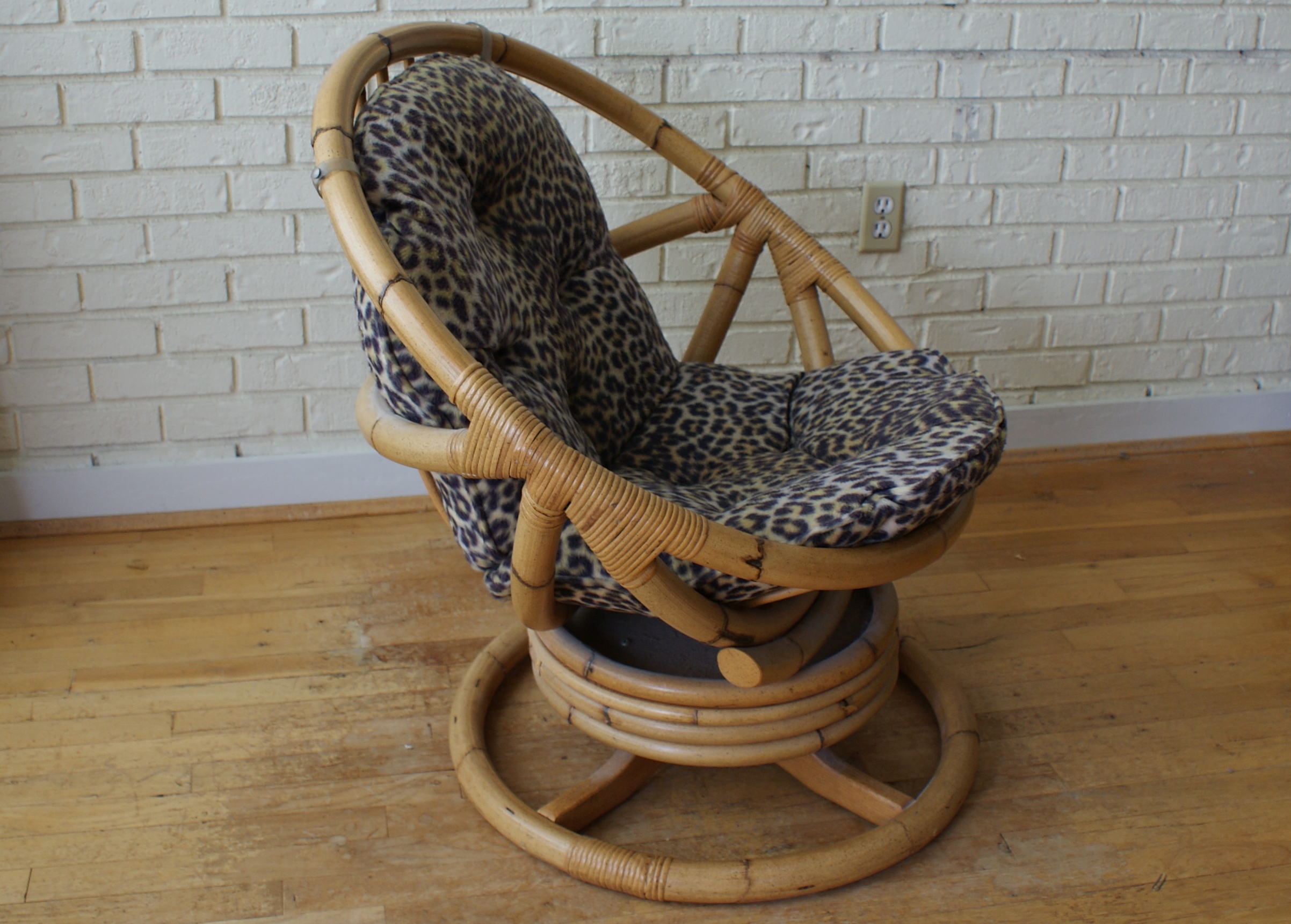 Mid Century Swivel Leopard Print Chair