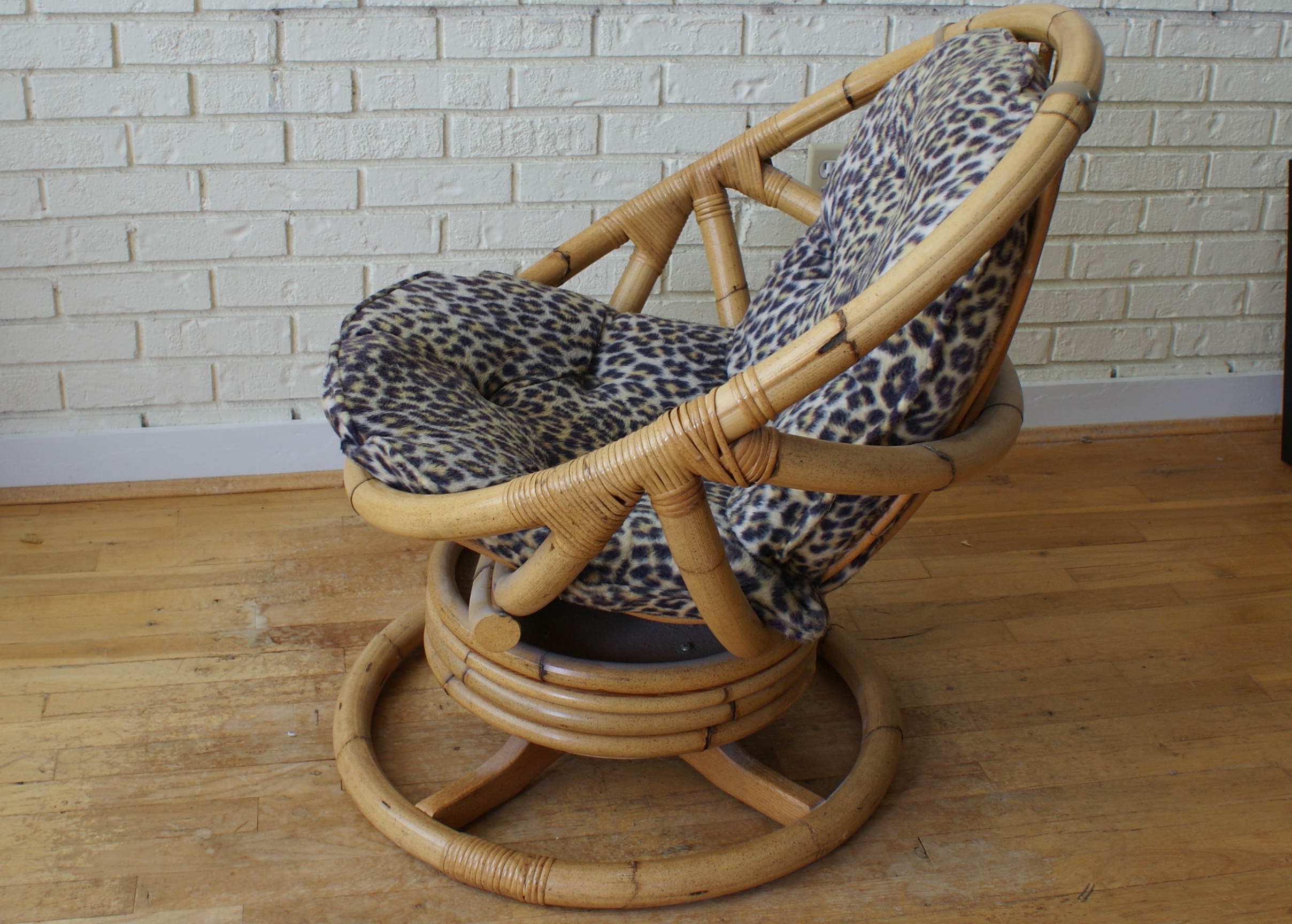 Mid Century Swivel Leopard Print Chair