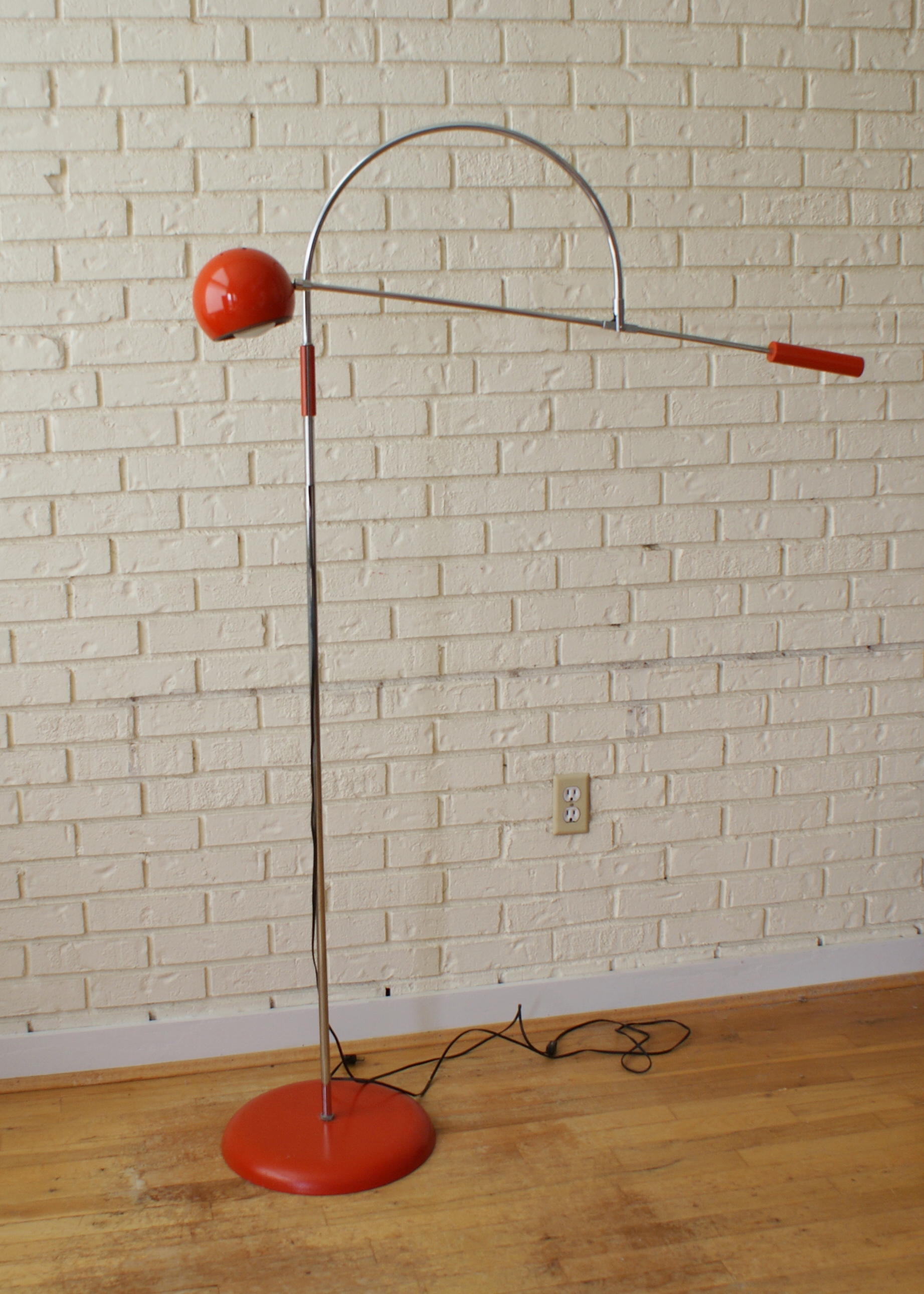 Robert Sonneman "Orbiter" Orange Mid Century Modern Floor Lamp
