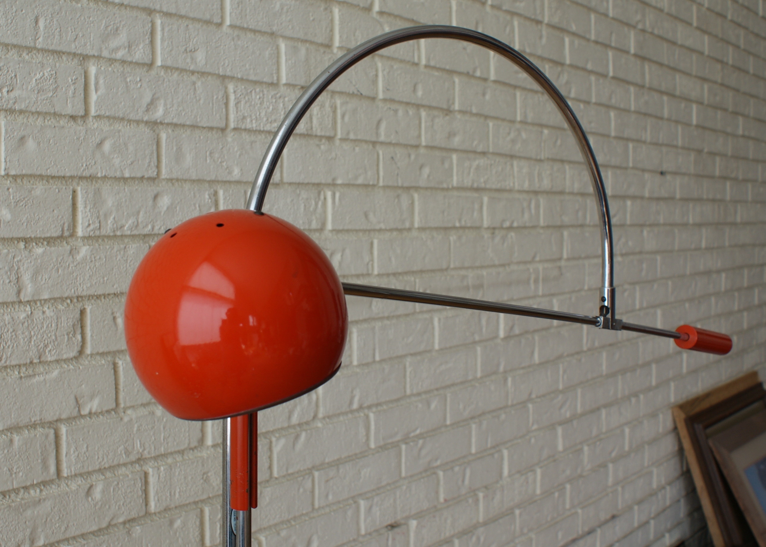 Robert Sonneman "Orbiter" Orange Mid Century Modern Floor Lamp