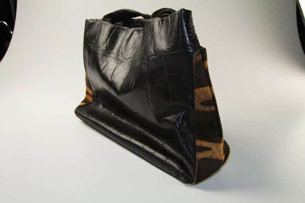  Falore Le Borse Genuine Leather And Fur Hide Handbag 