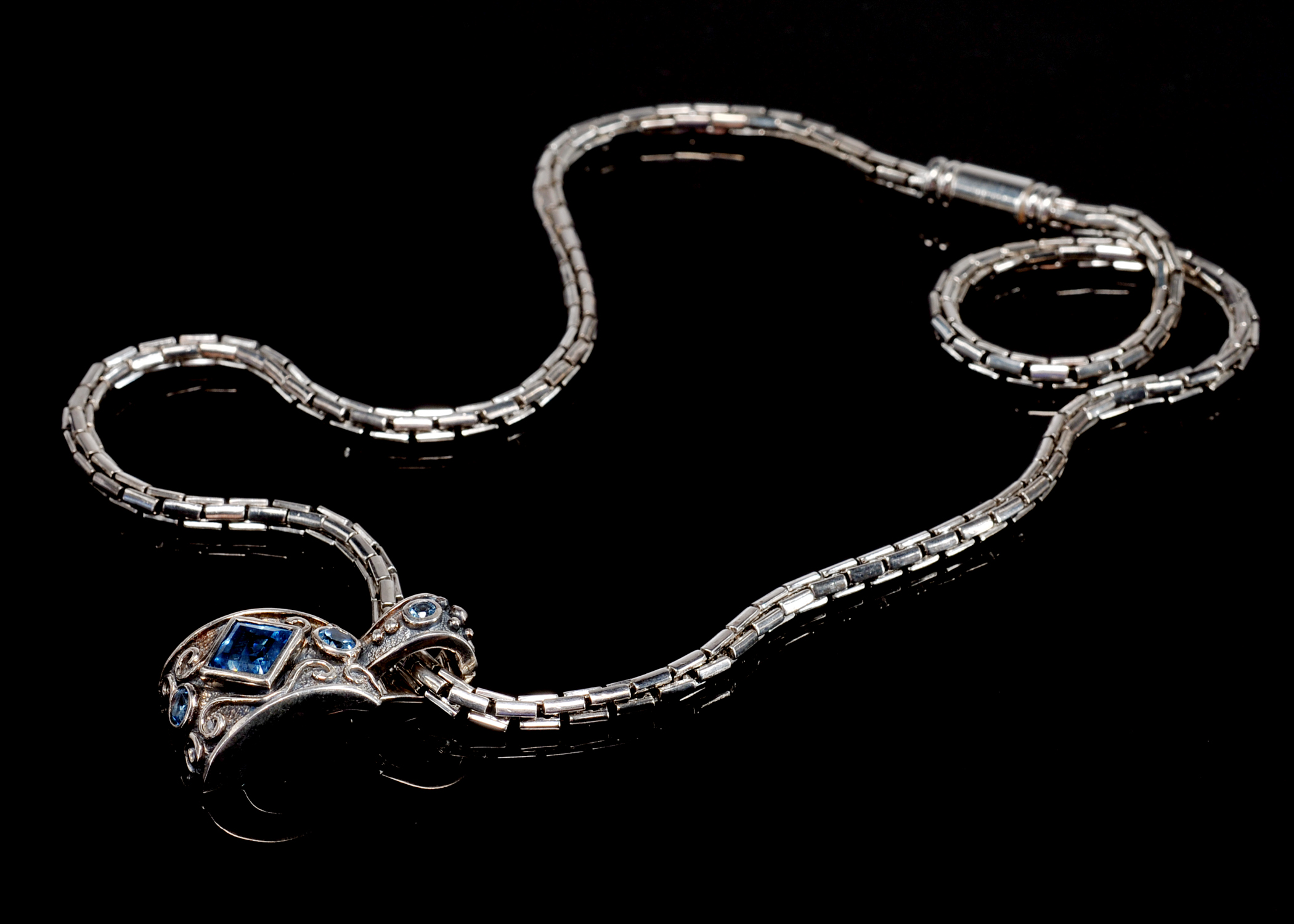 Sterling Pendant With Unmarked Silver Necklace