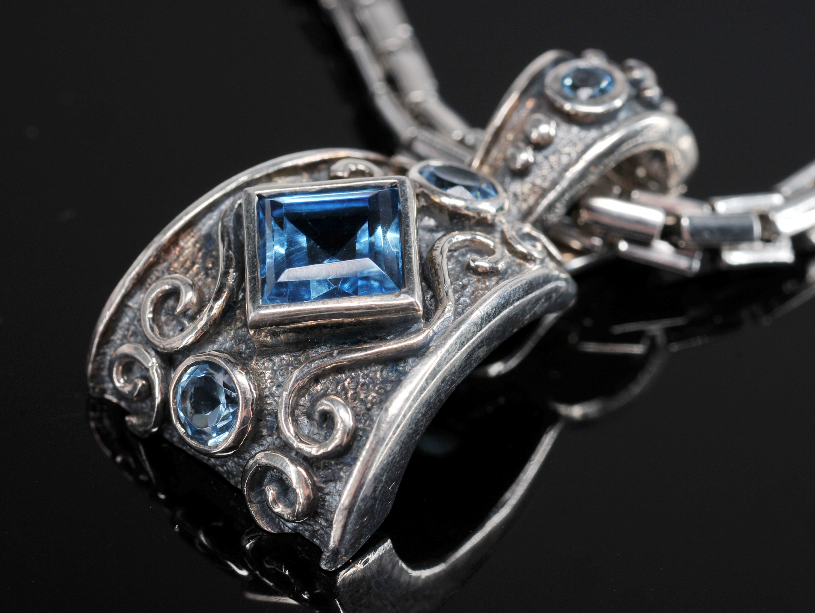 Sterling Pendant With Unmarked Silver Necklace