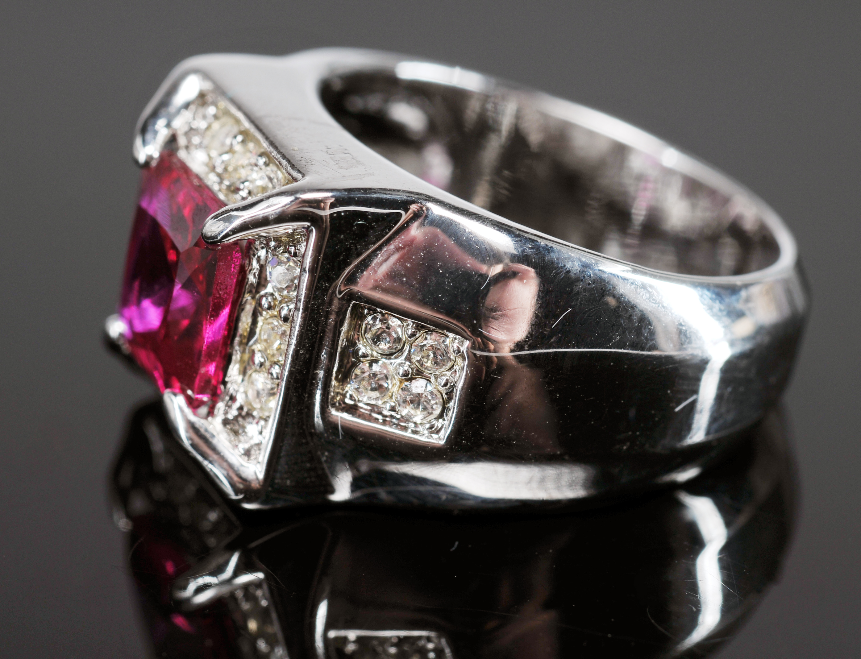 Lady's Costume Post Earrings And Ring With Simulated Stones