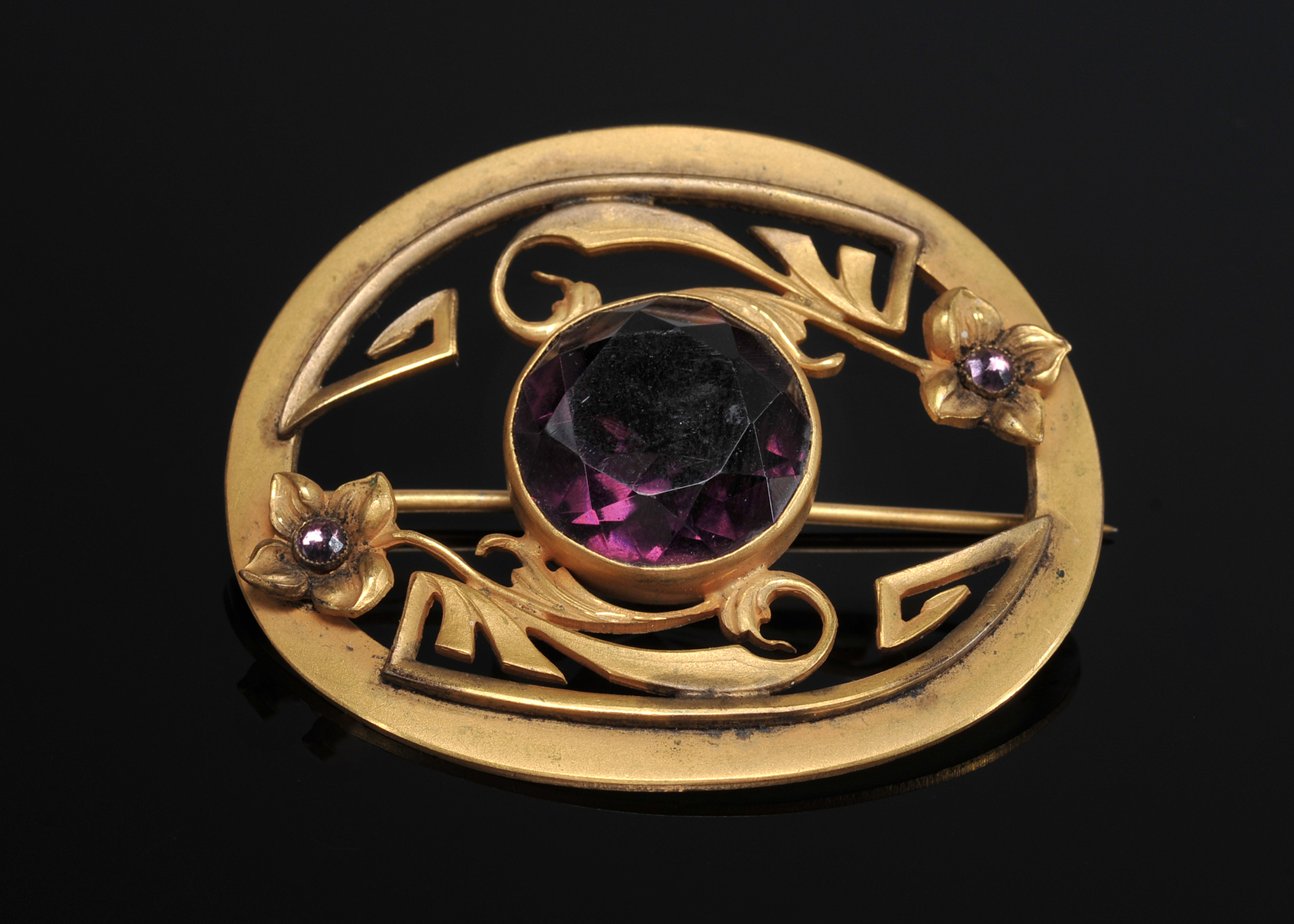 Art Nouveau Openwork Floral Brooch