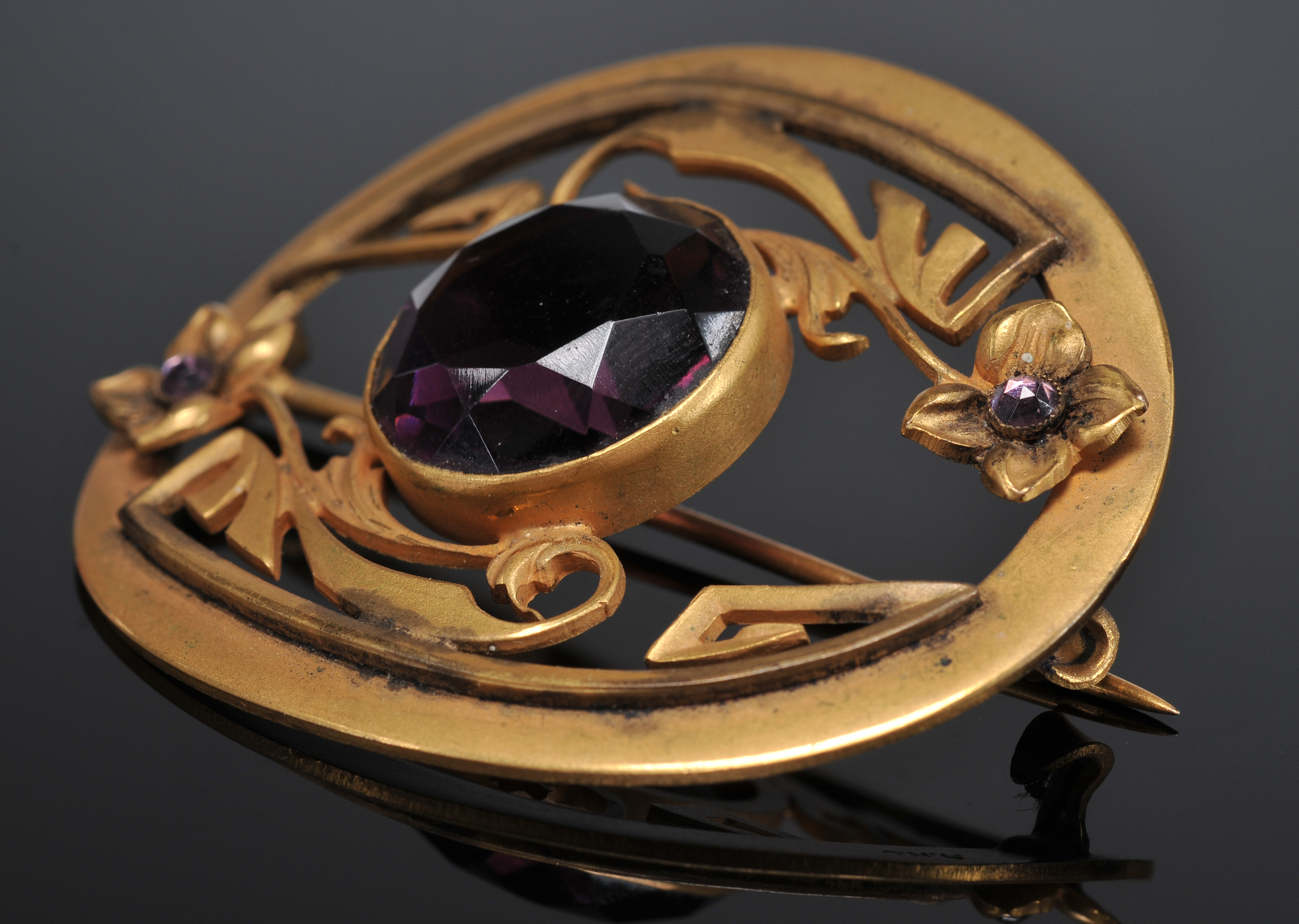 Art Nouveau Openwork Floral Brooch