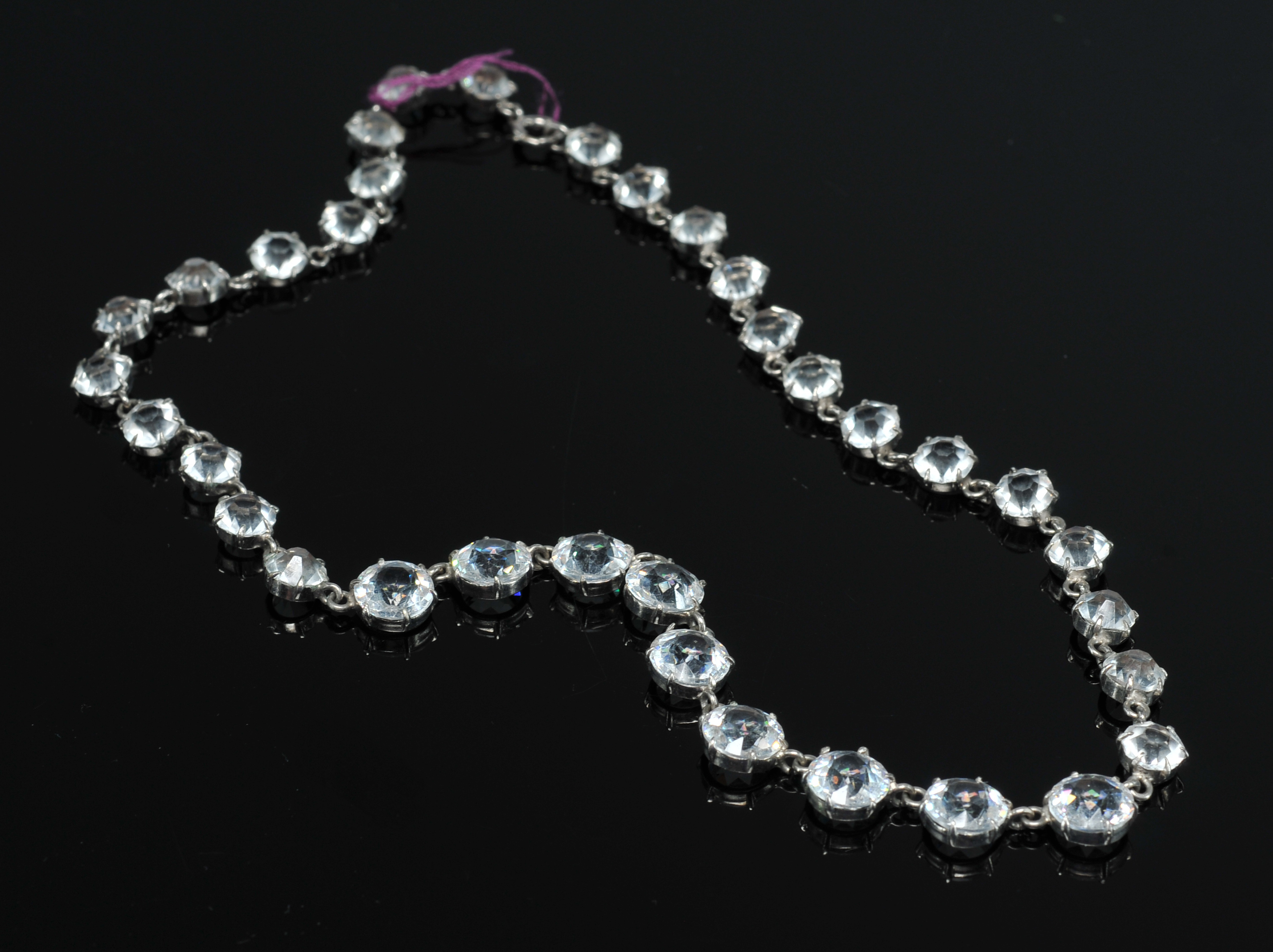  Czechoslovakian Clear Crystal Rhinestone Brooch And 16" Necklace