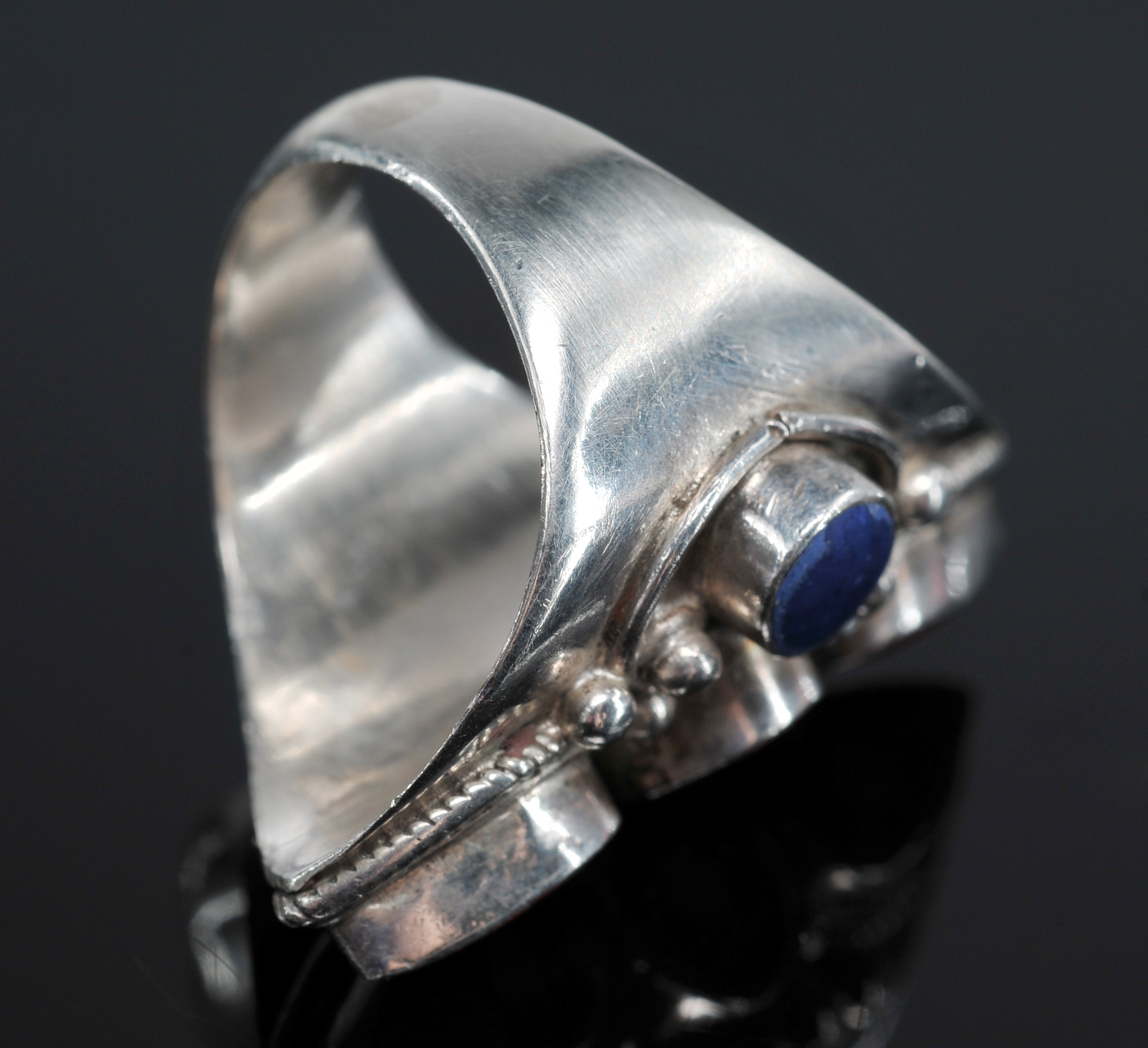  Nepalese Sterling Ring With Inlaid Red Coral And Turquoise An Sodalite Stones