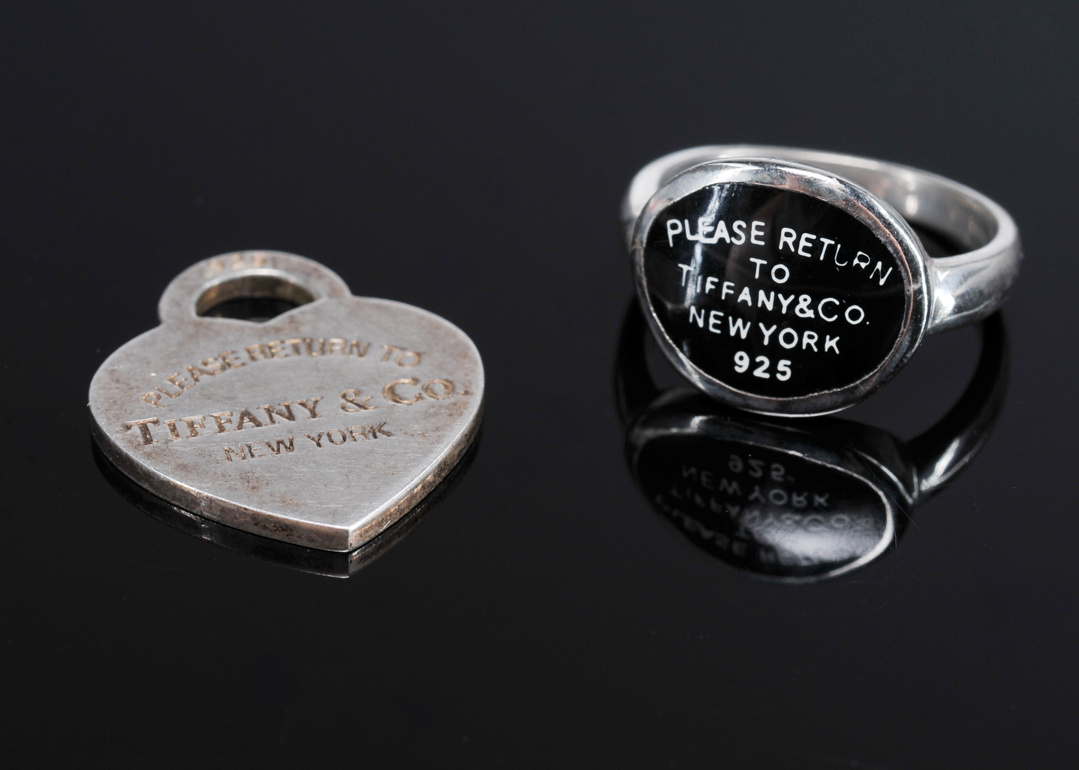 Tiffany & Co. Sterling Silver Heart shaped Pendant And Sterling Ribbon