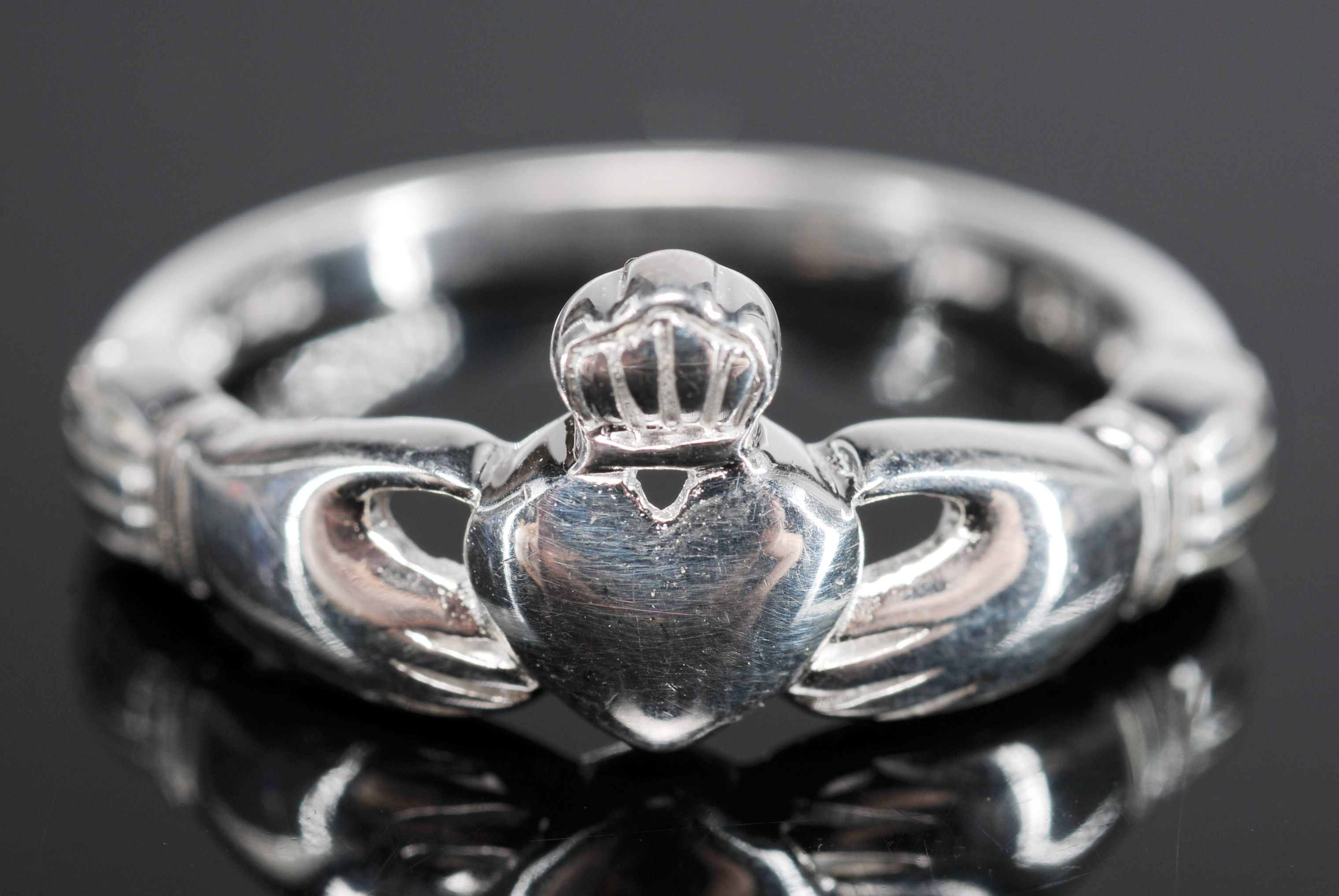 Sterling Silver Irish Claddagh Ring And Sterling Band