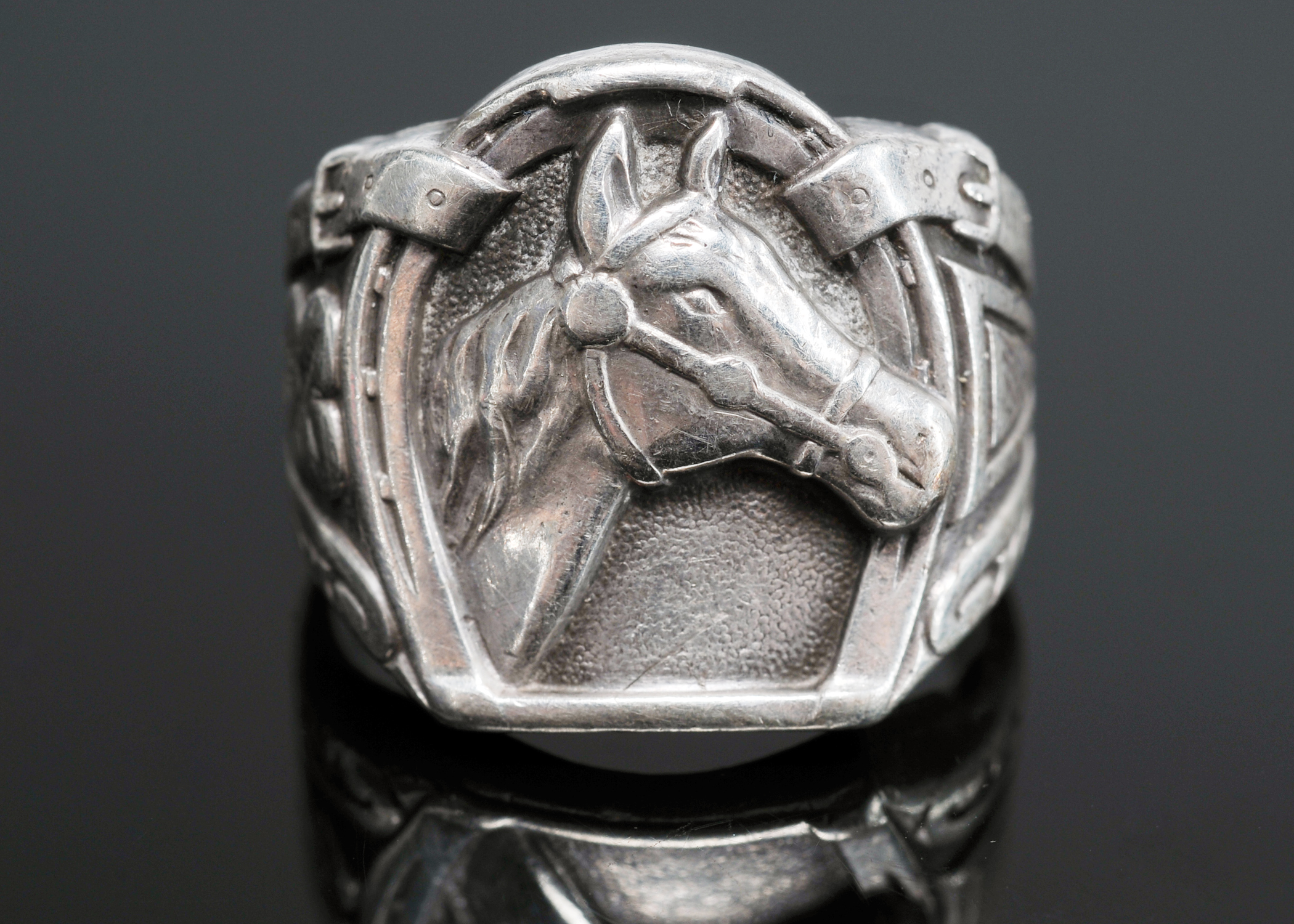 Gentleman's Sterling Silver Horse Ring 