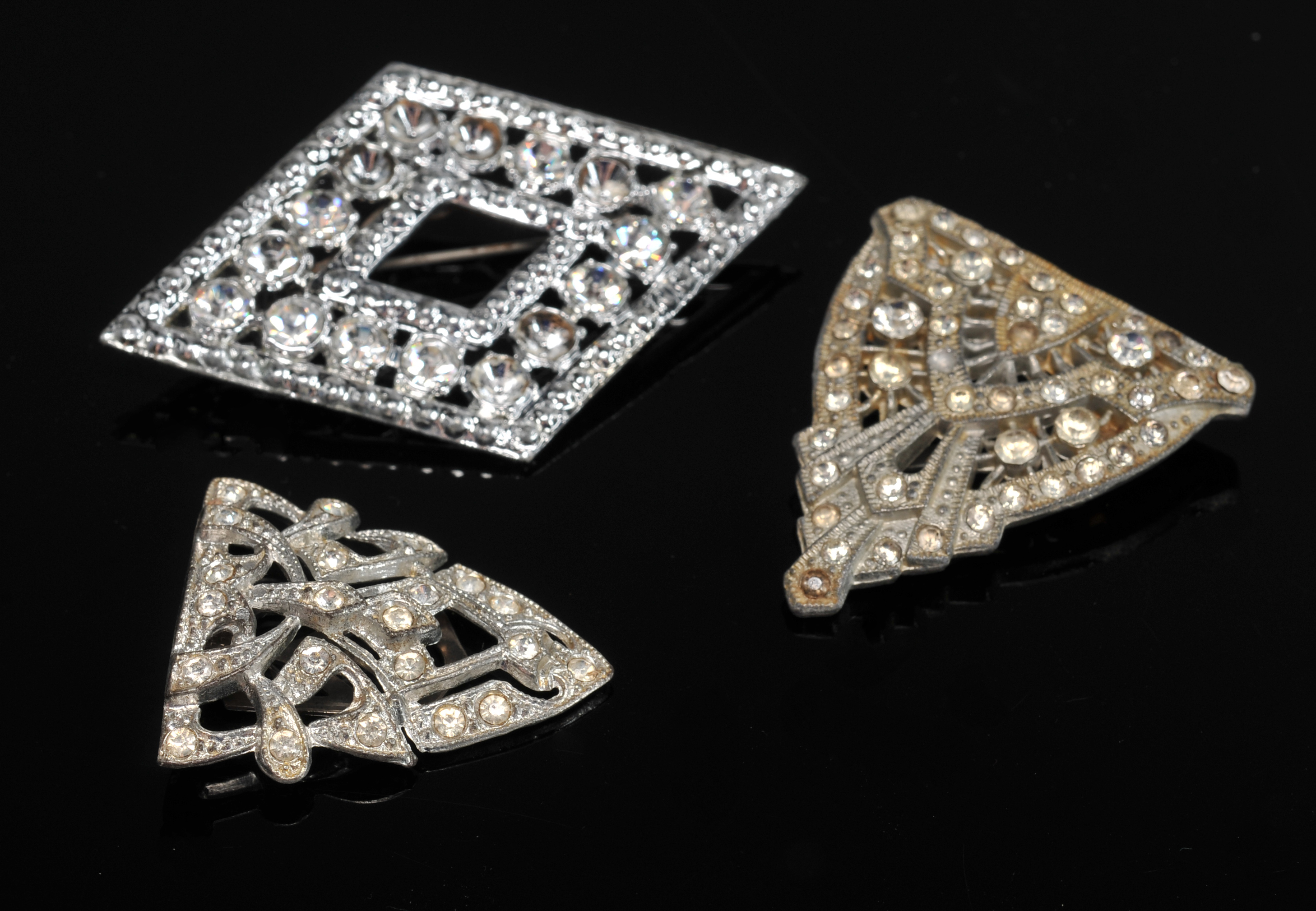 (20) Vintage Rhinetone Brooches And Dress Clips