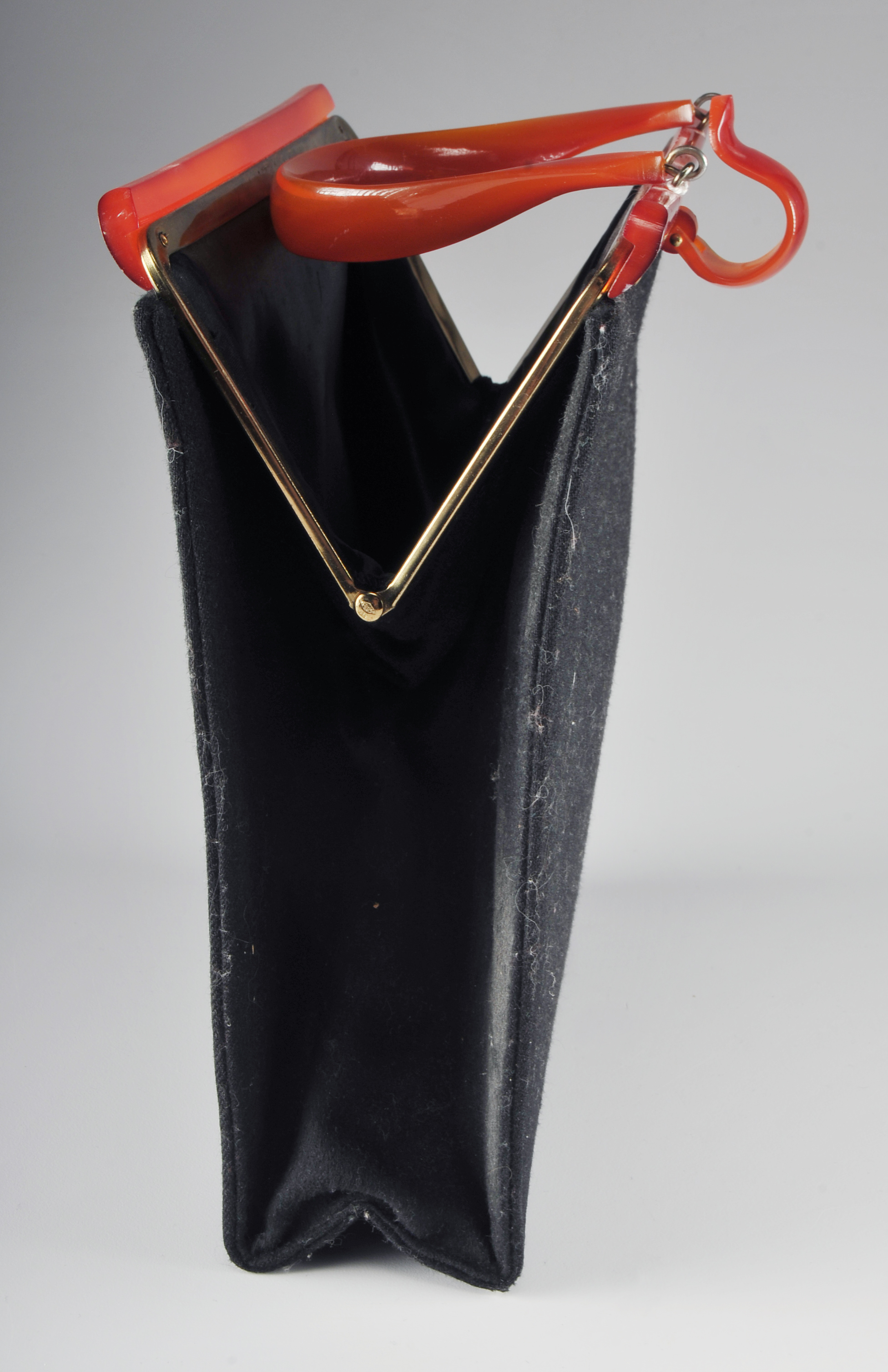 Vintage Black Felted Wool Handbag 