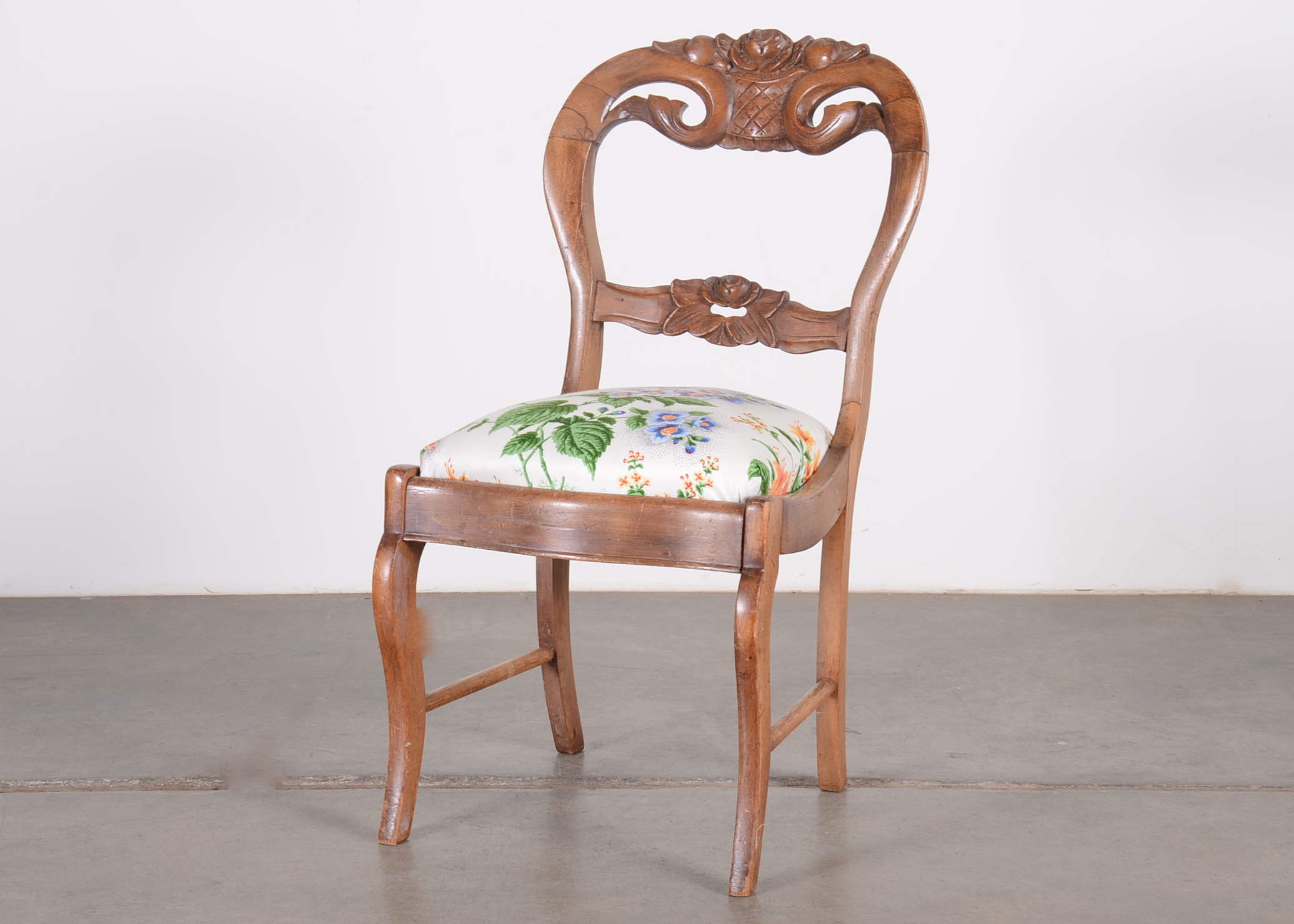 Antique Carved Balloon Back Chair