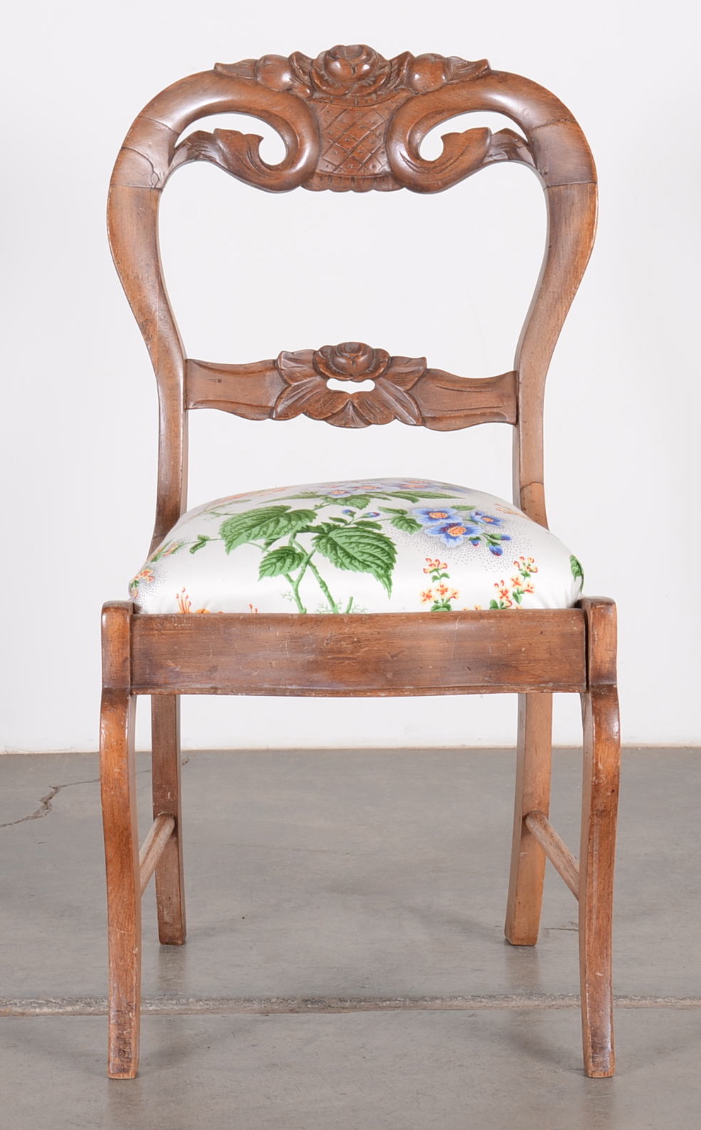 Antique Carved Balloon Back Chair