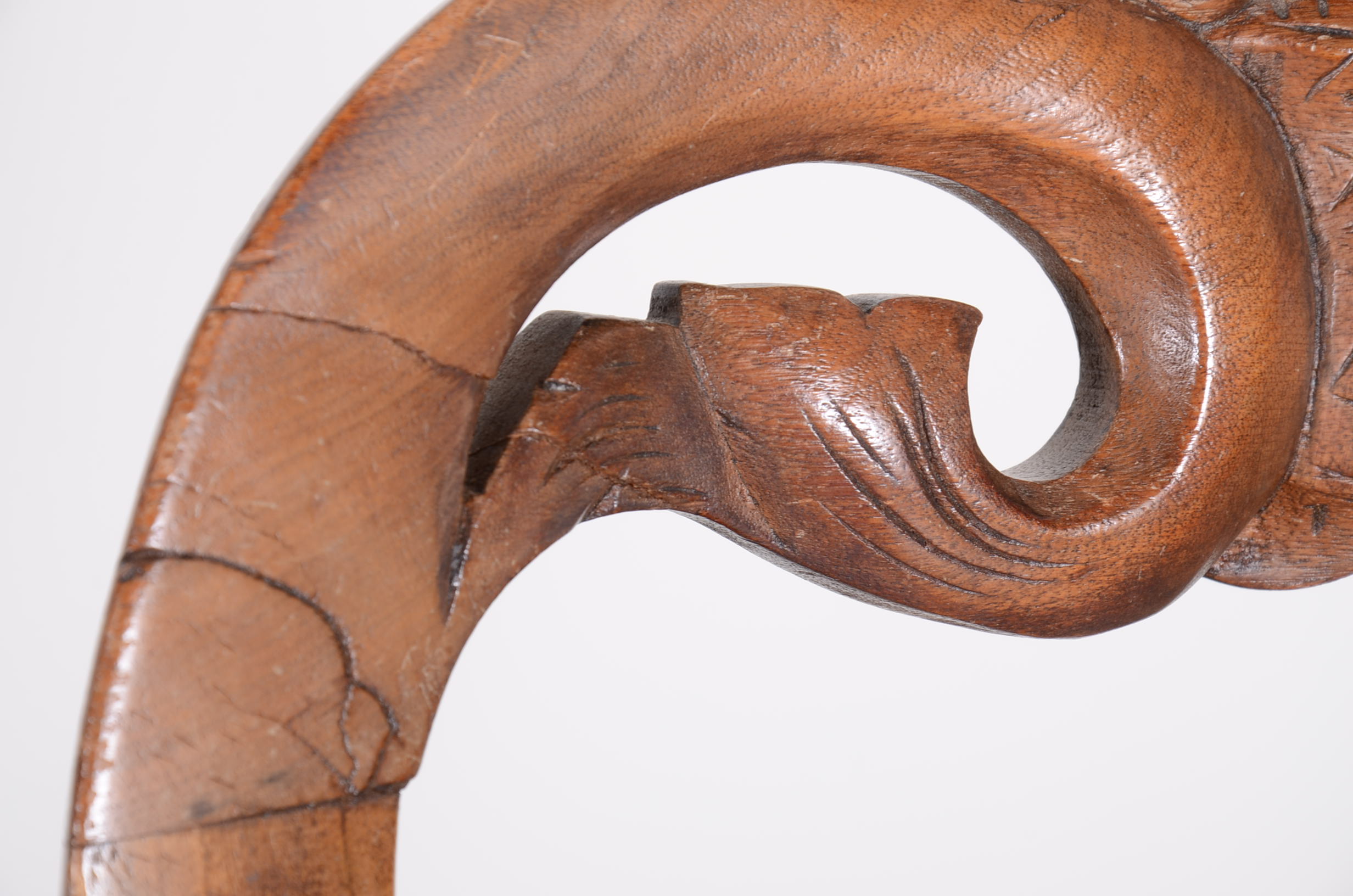 Antique Carved Balloon Back Chair