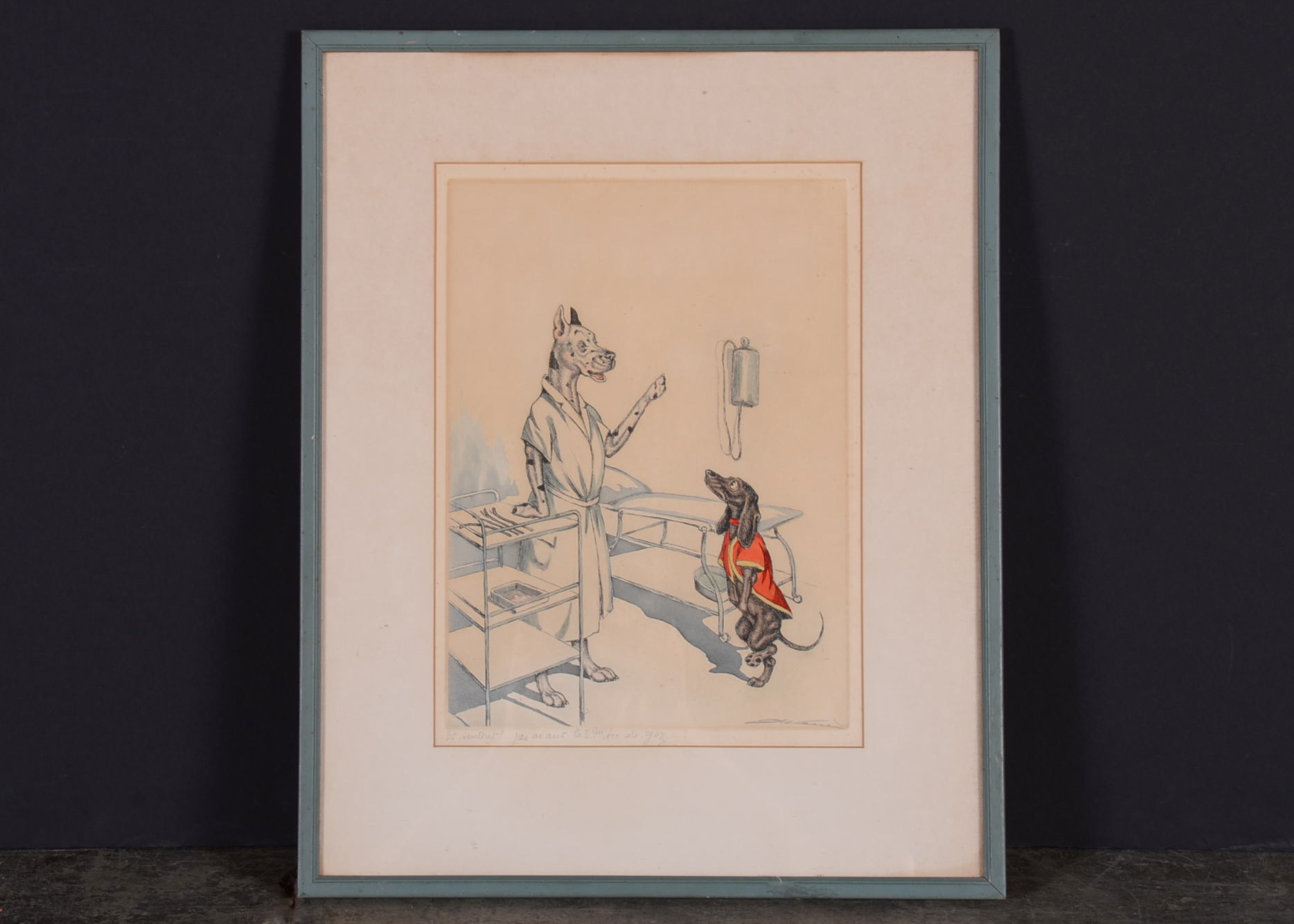 Original Boris O'Klein Hand Colored Aquatint Etching