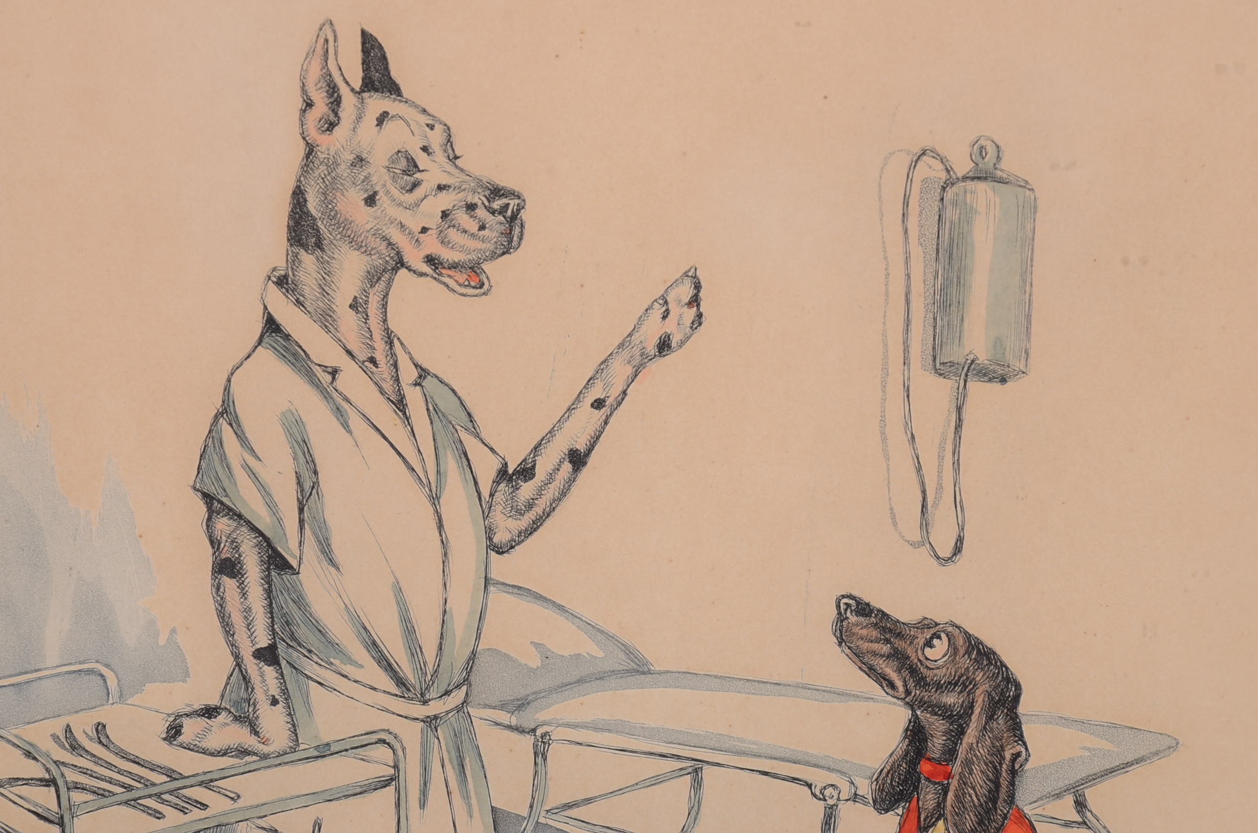 Original Boris O'Klein Hand Colored Aquatint Etching