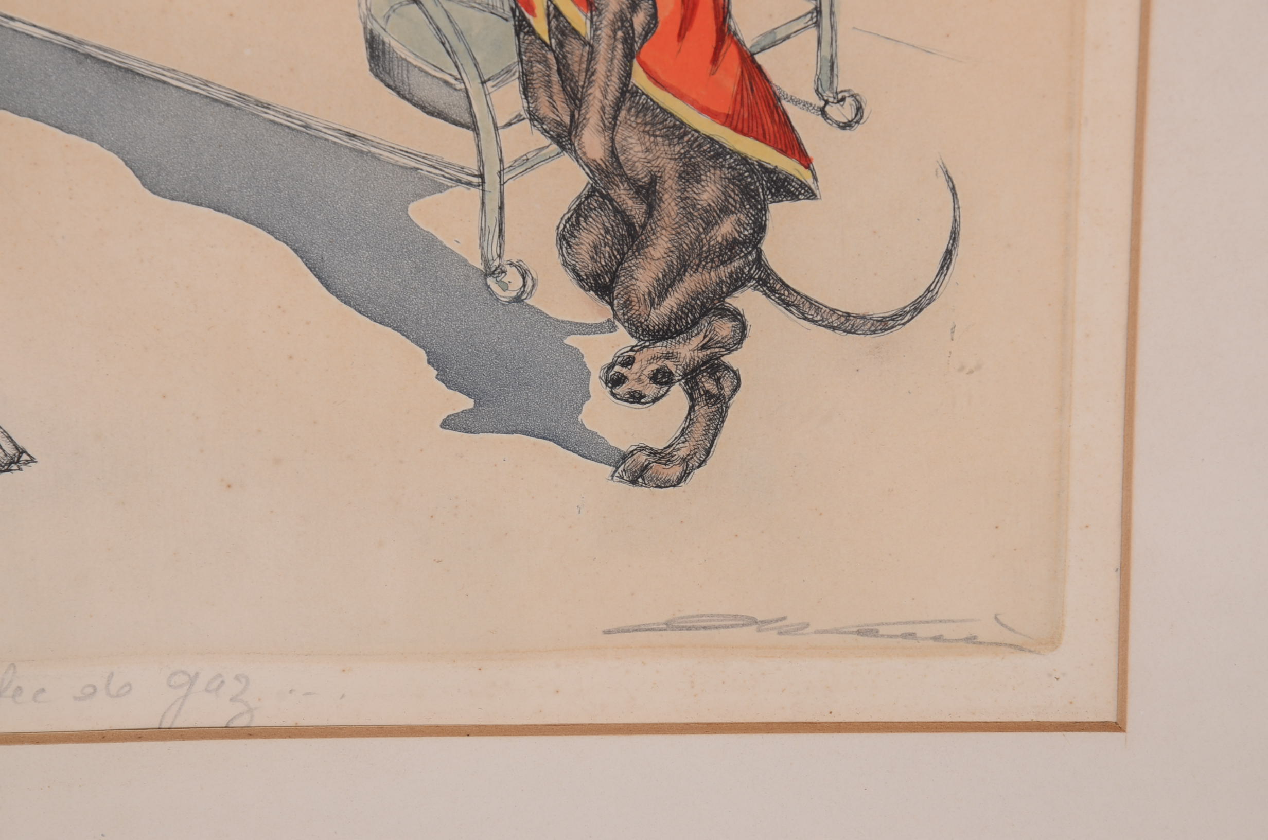 Original Boris O'Klein Hand Colored Aquatint Etching