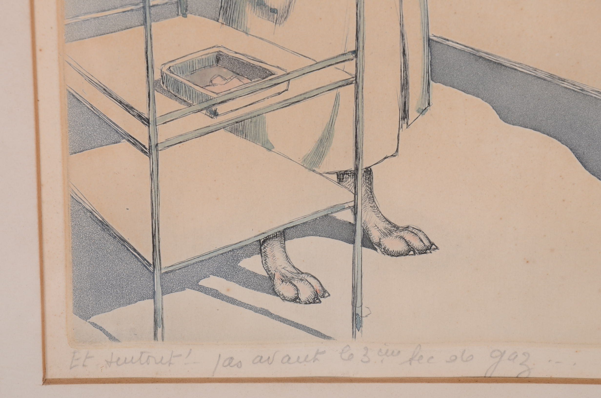 Original Boris O'Klein Hand Colored Aquatint Etching