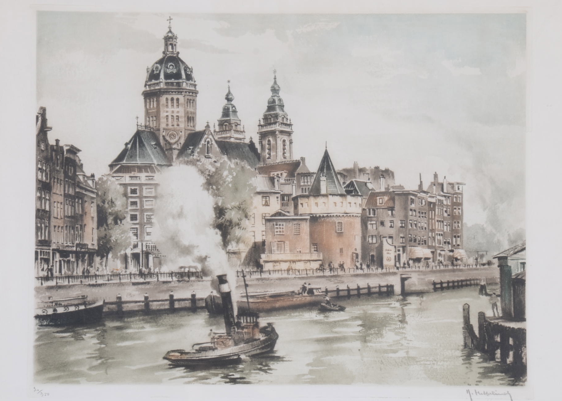 Original Aquatint Etching with Hand Coloring