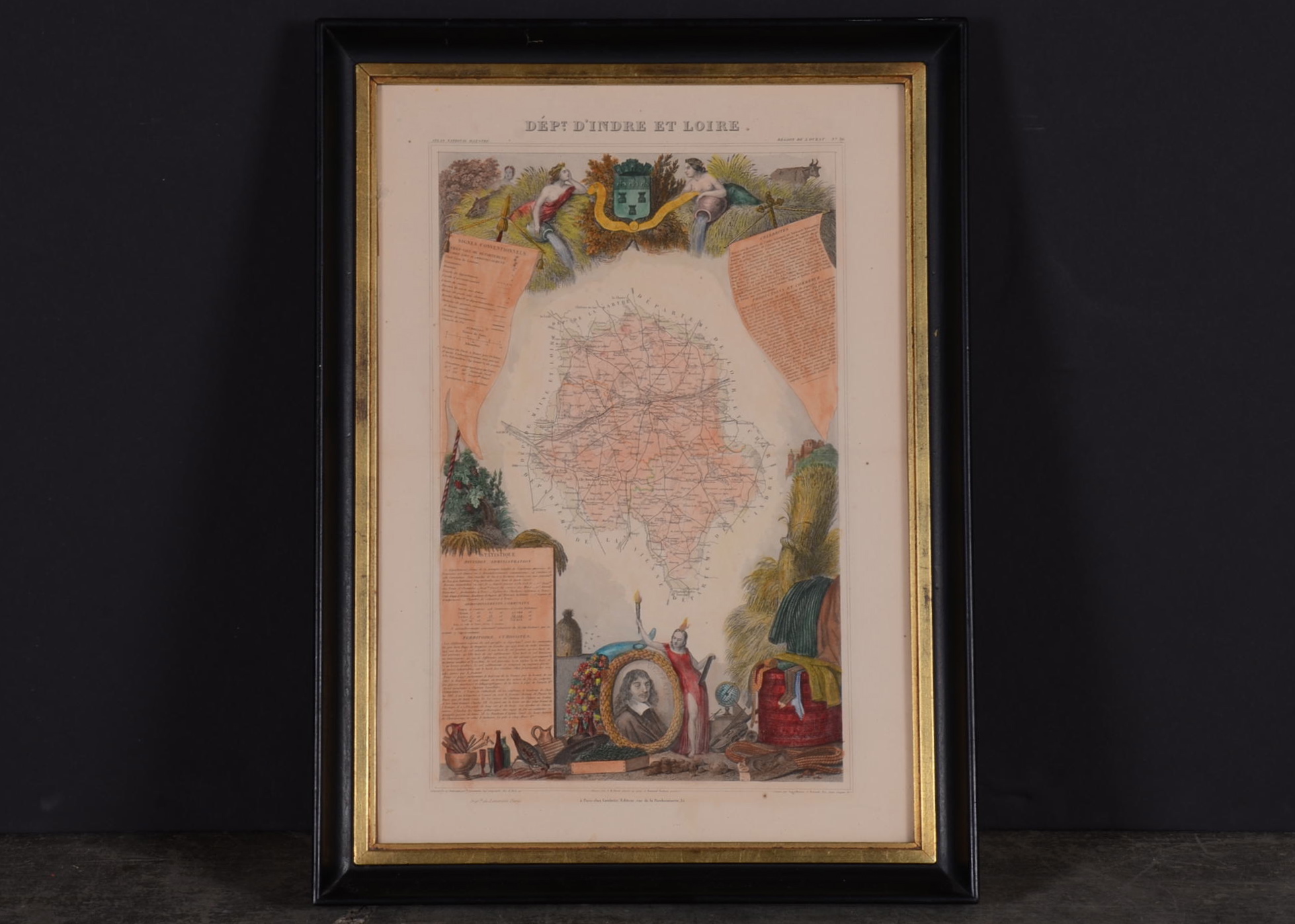 Dept. D'Indre et Loire 1854 Steel Engraved Map