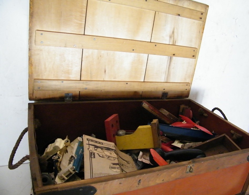 Wooden Trunk with Toys