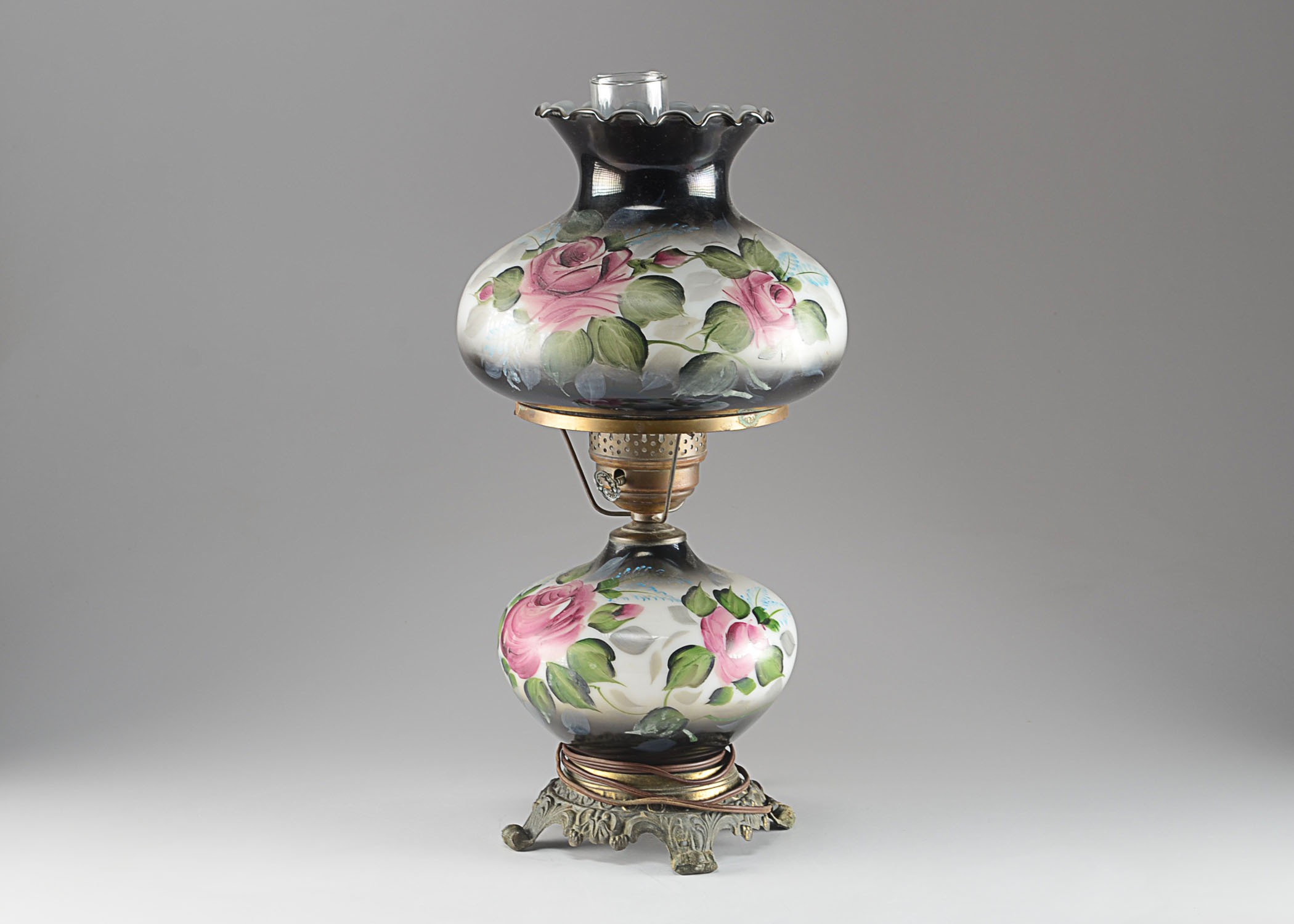 Black & White Rose Electric Lamp