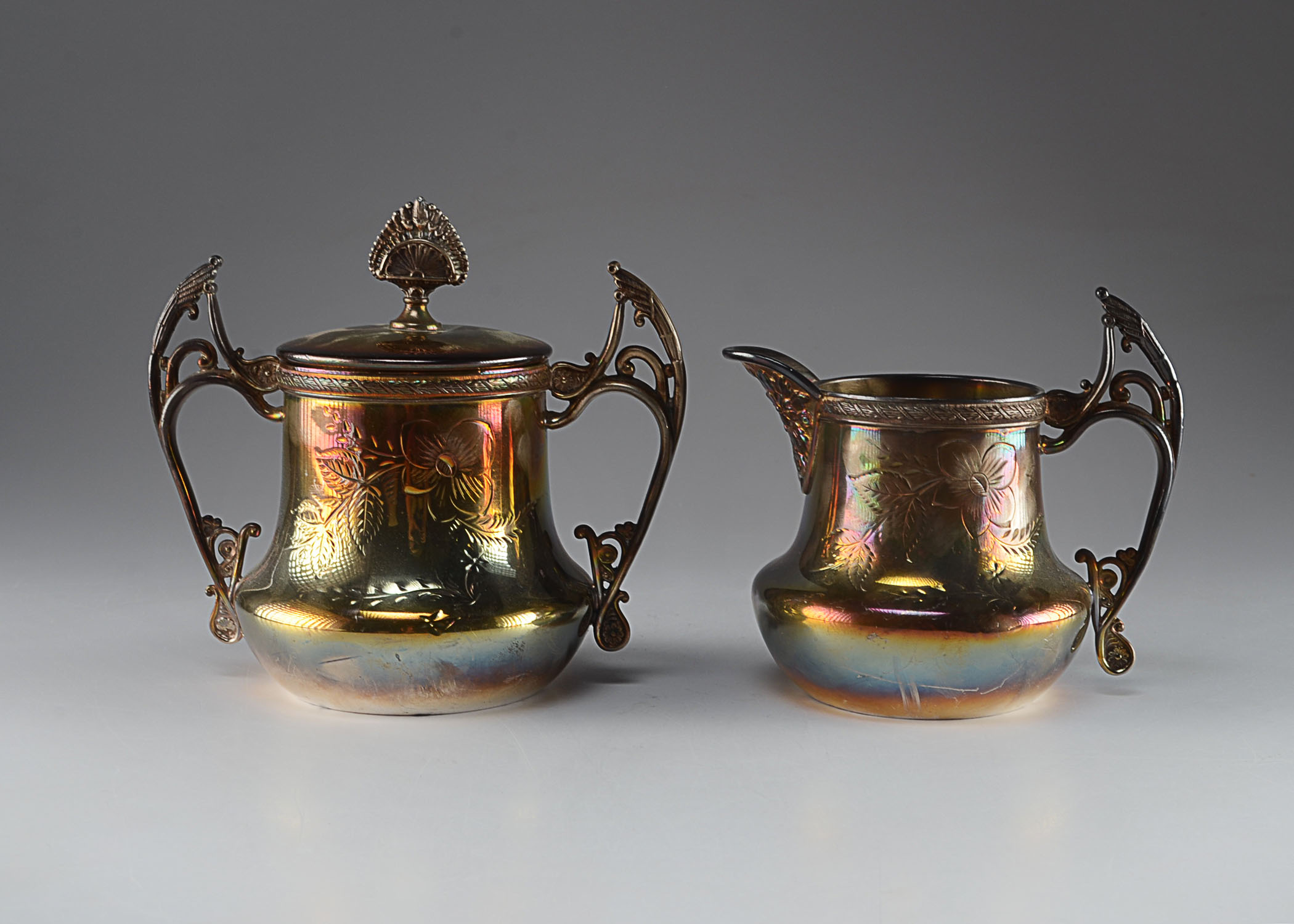 Victorian Silver Plate Cream and Sugar