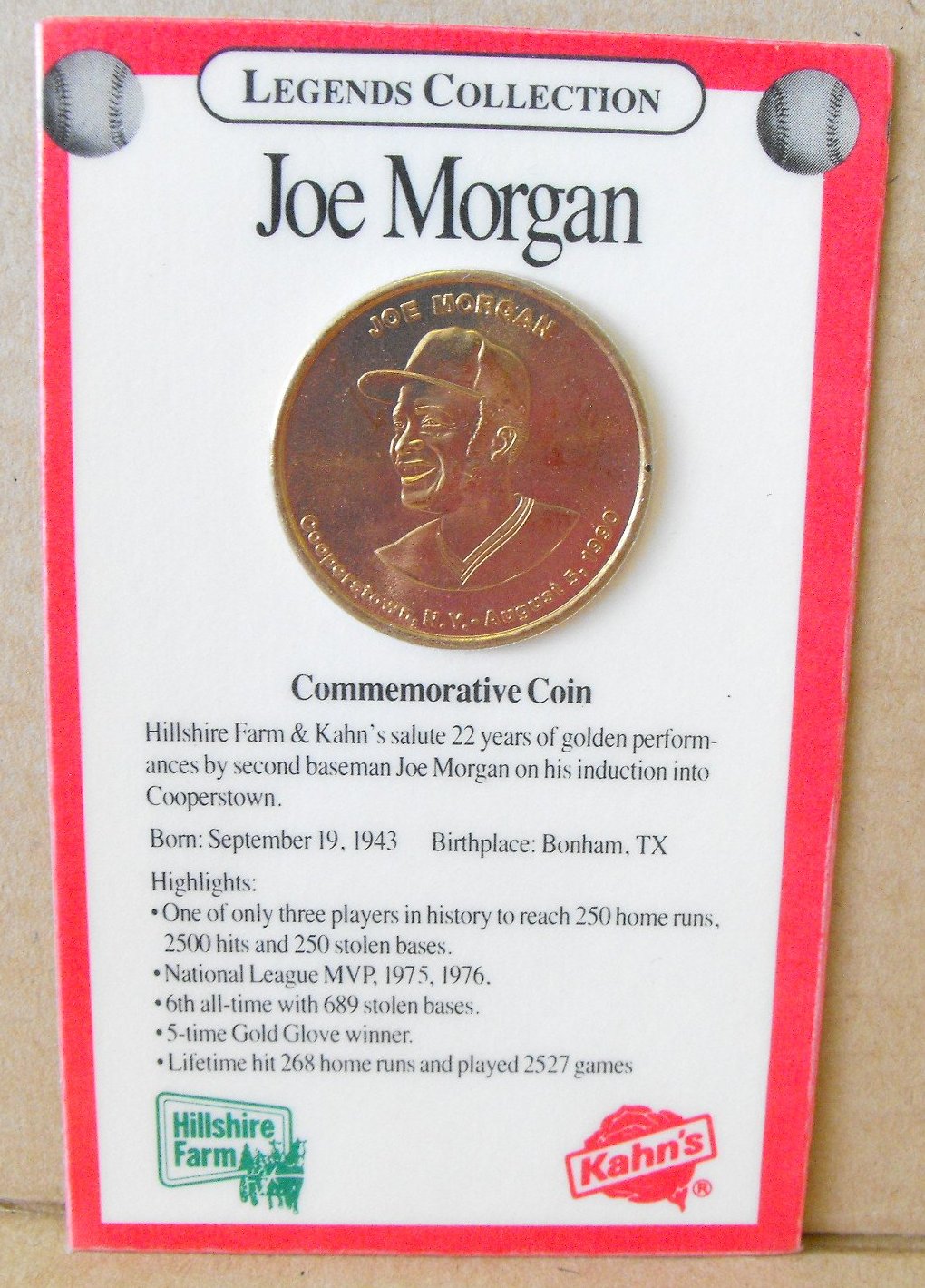 (10) Cincinnati Reds Kroger & Kahn's Commemorative Baseball Coins On Original Card