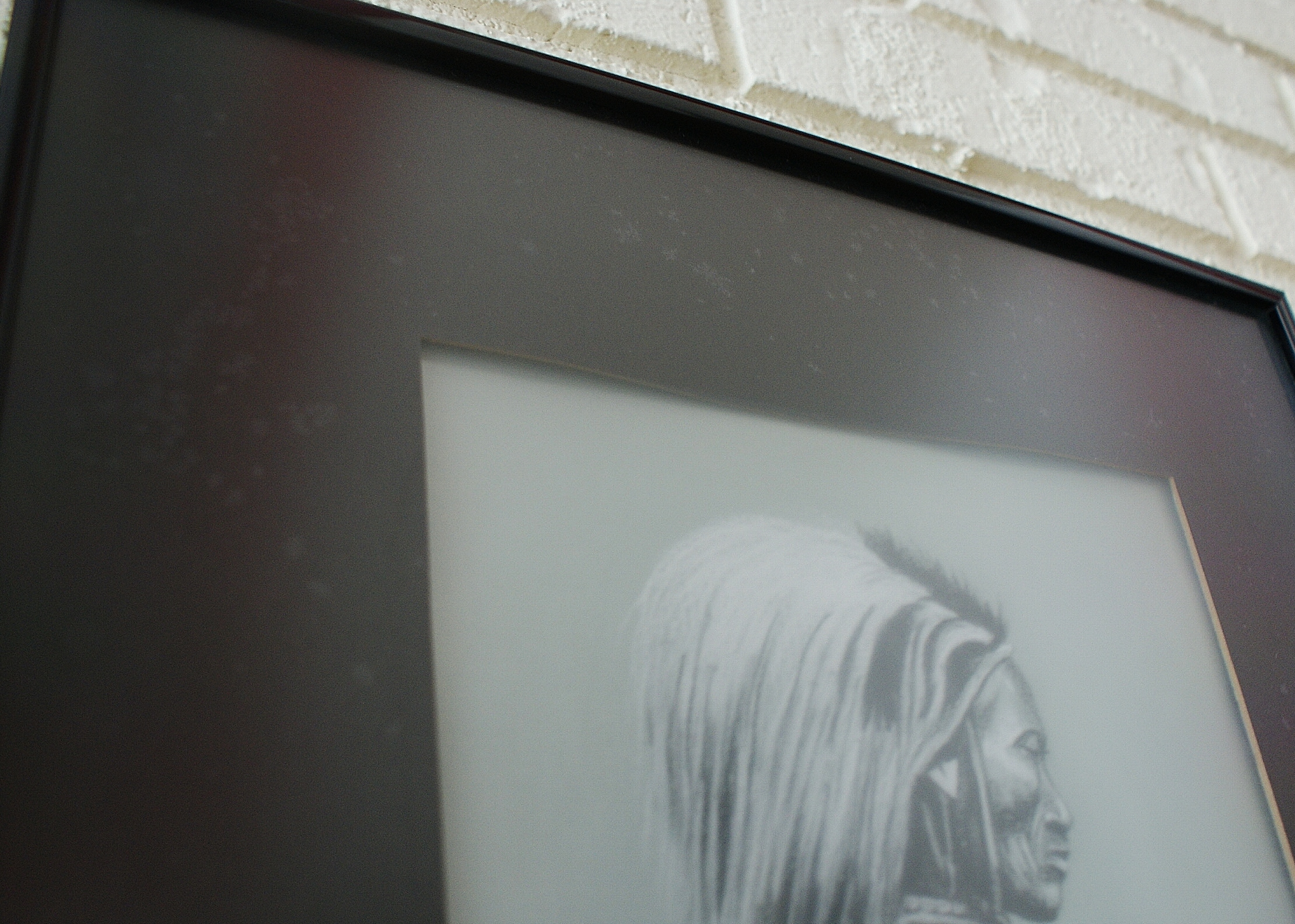 Original Charcoal Of Native American W/ Knife