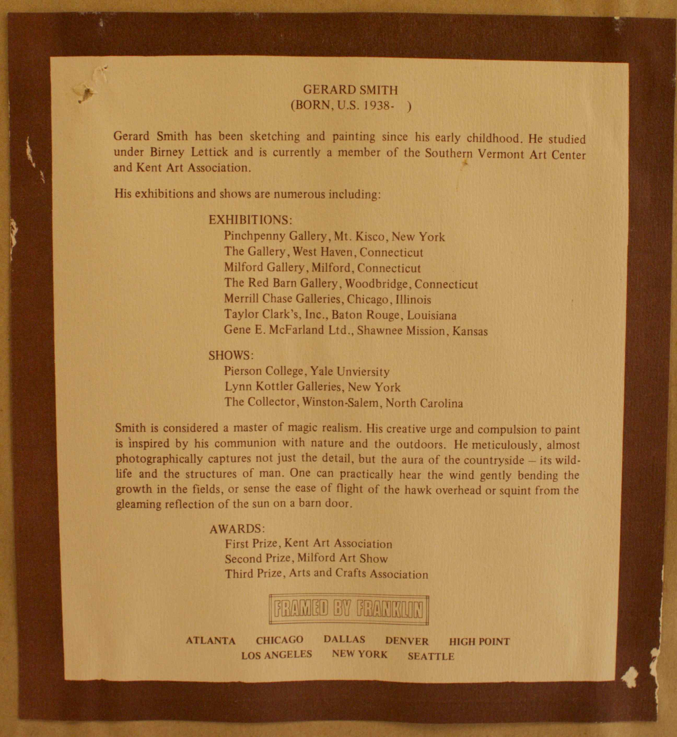 Egret in Swamp in Gold Frame by Gerard Smith